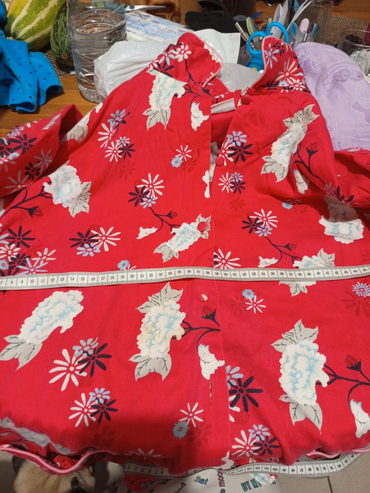 Ensemble pyjama rouge fleuri haut + pantalon – Taille S/M – taille S / 36 / 8 3