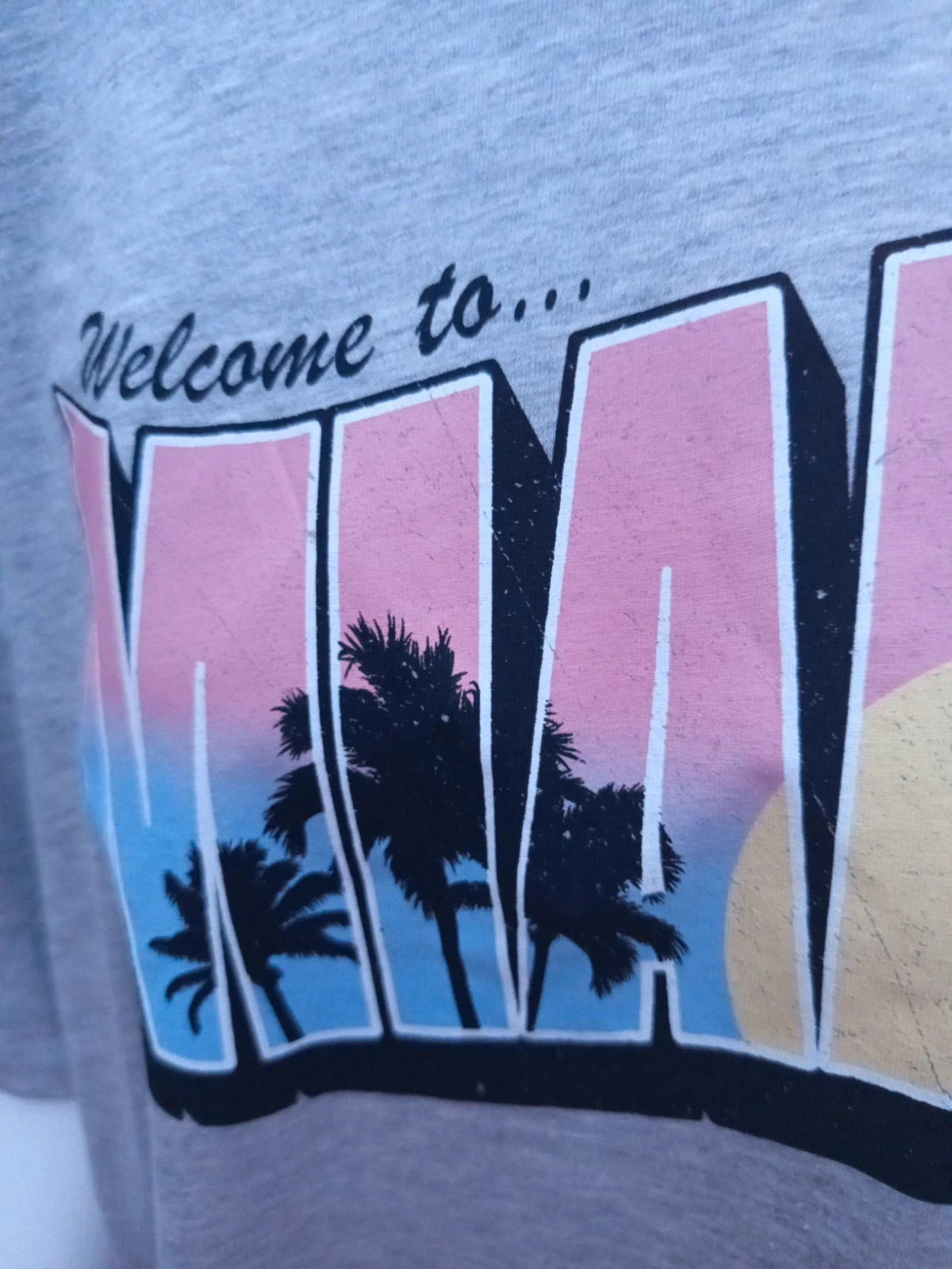 T-shirt oversize Miami Primark – Gris/Orange – Taille M (40/42) – Primark – taille M 5