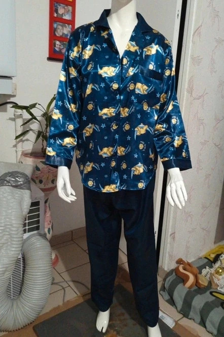 Ensemble Pyjama Satin Vintage Tres Jolie - Haut S / Bas M – taille S / 36 / 8