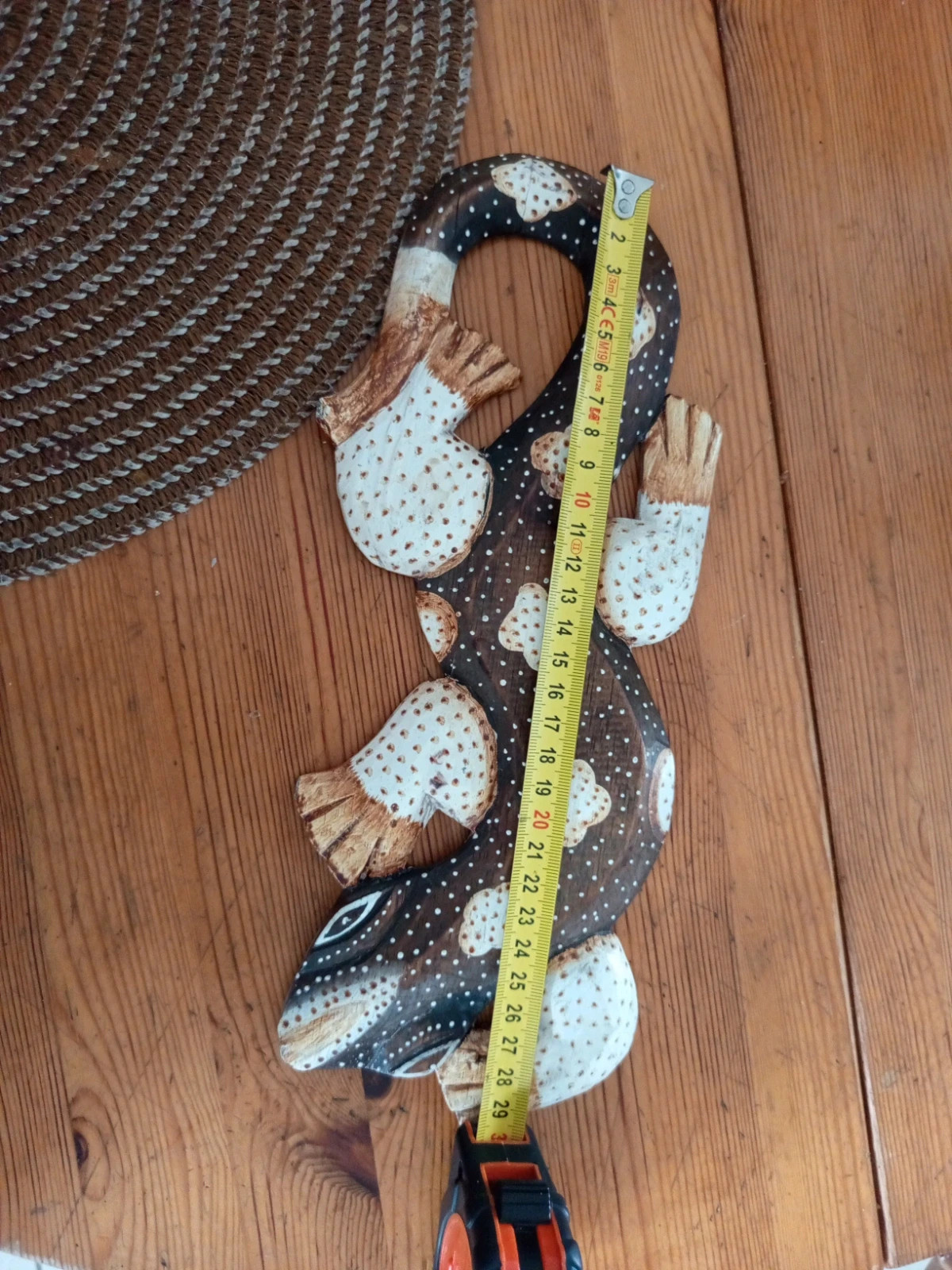 Gecko lézard margouillat en bois décoratif mural 30 cm - Style Bali / Ethnique 3