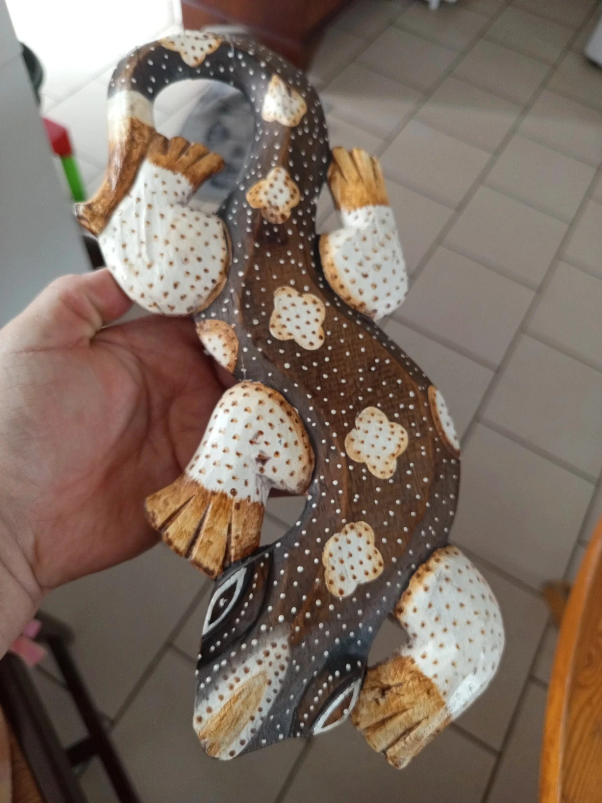 Gecko lézard margouillat en bois décoratif mural 30 cm - Style Bali / Ethnique 4