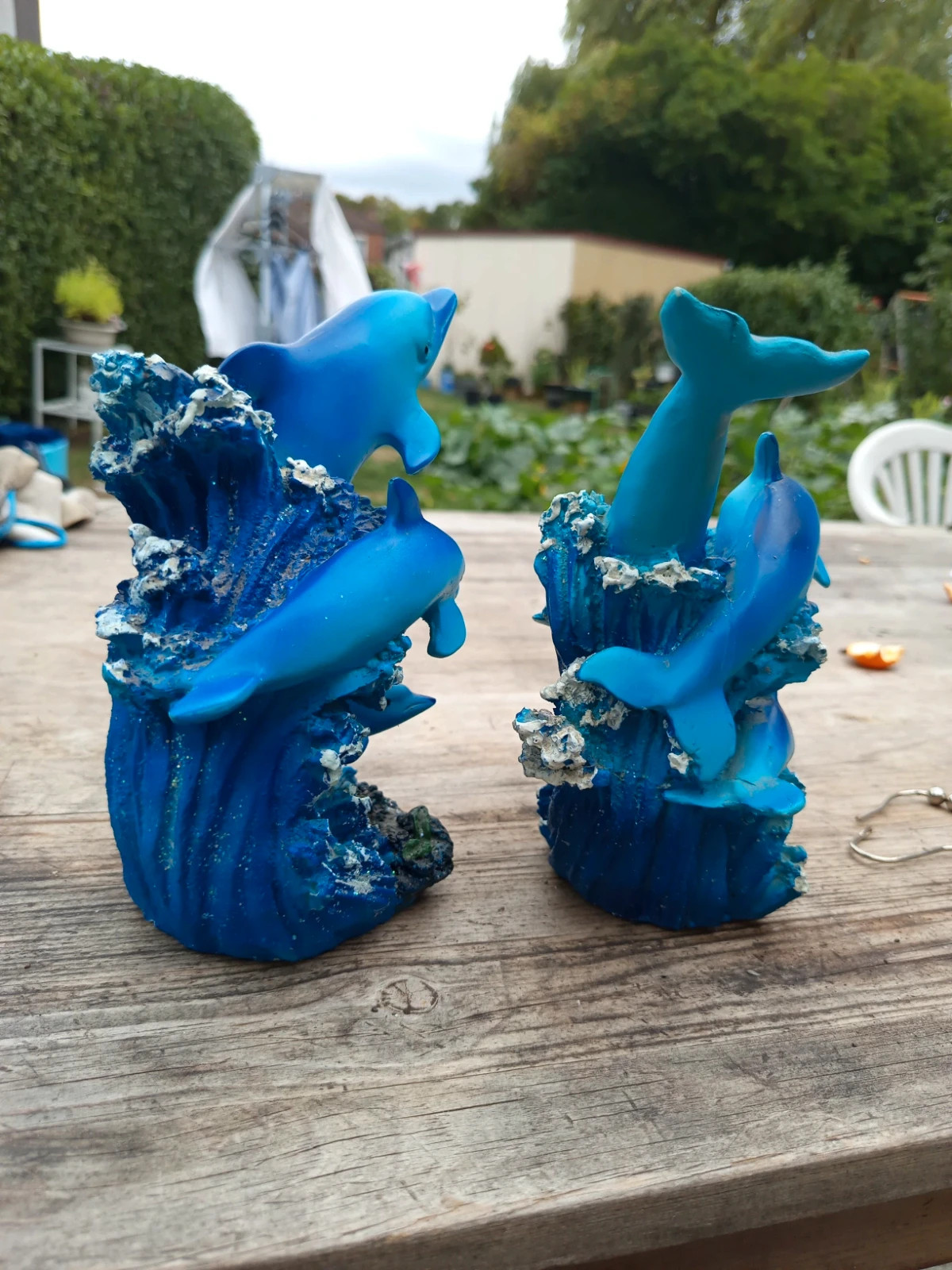 Duo Statuettes Dauphins Bleus Résine – Style Y2K Vintage / Kitsch 2