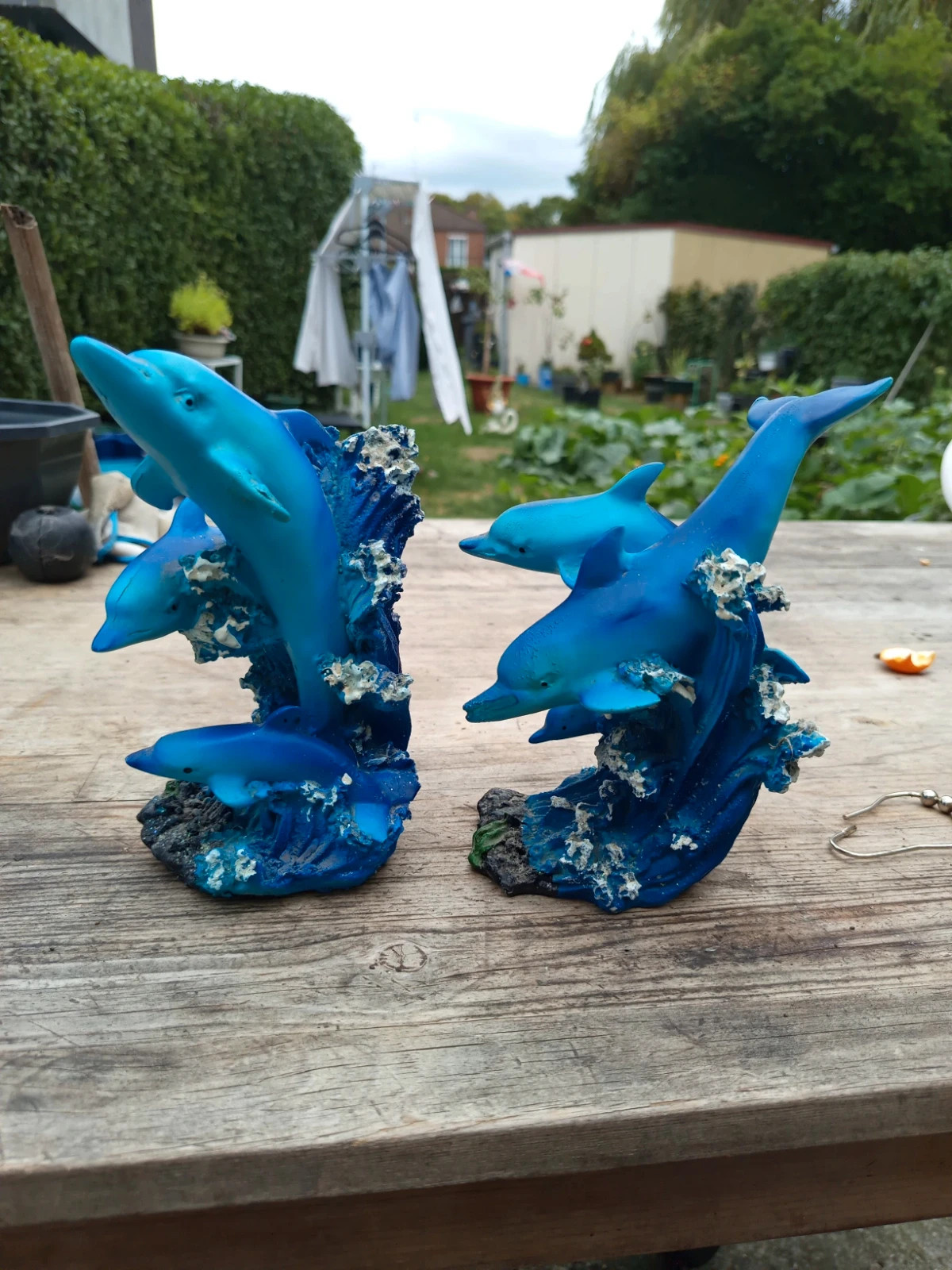 Duo Statuettes Dauphins Bleus Résine – Style Y2K Vintage / Kitsch 4