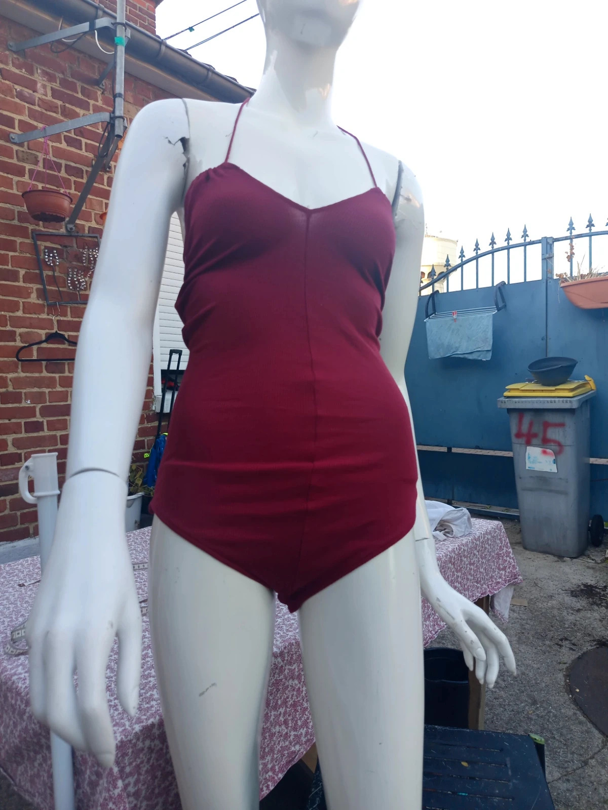 Body côtelé bordeaux dos nu Jennyfer - Taille S