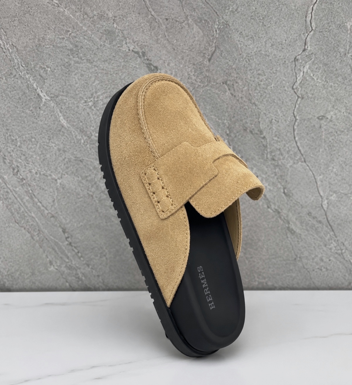 Mules Hermès – Beige daim - taille 40