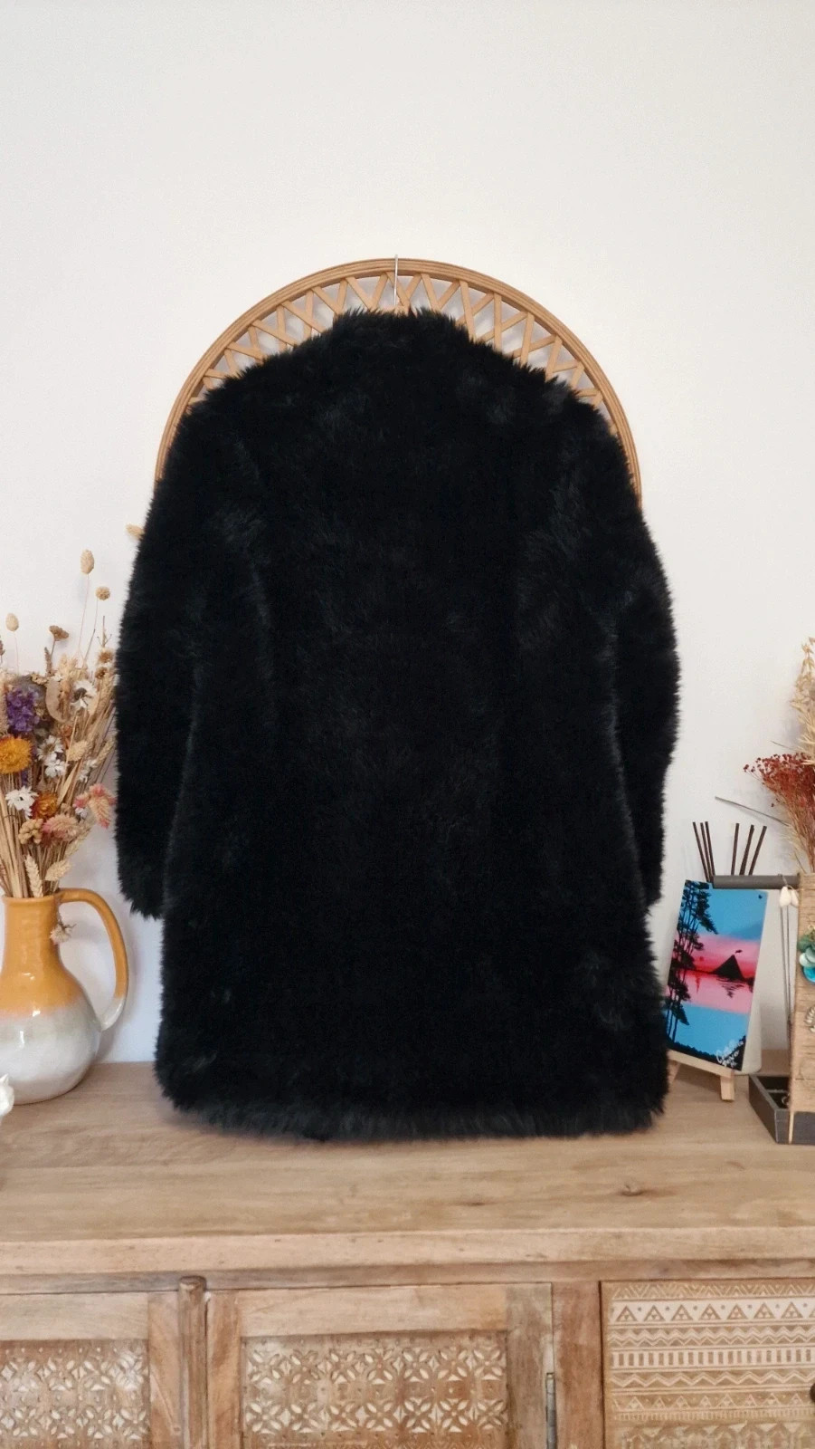 Abrigo Mango Negro Pelo Sintético · Black Faux Fur Coat · Manteau Fourrure · Cappotto Pelliccia – Mango – taille S / 36 / 8 4