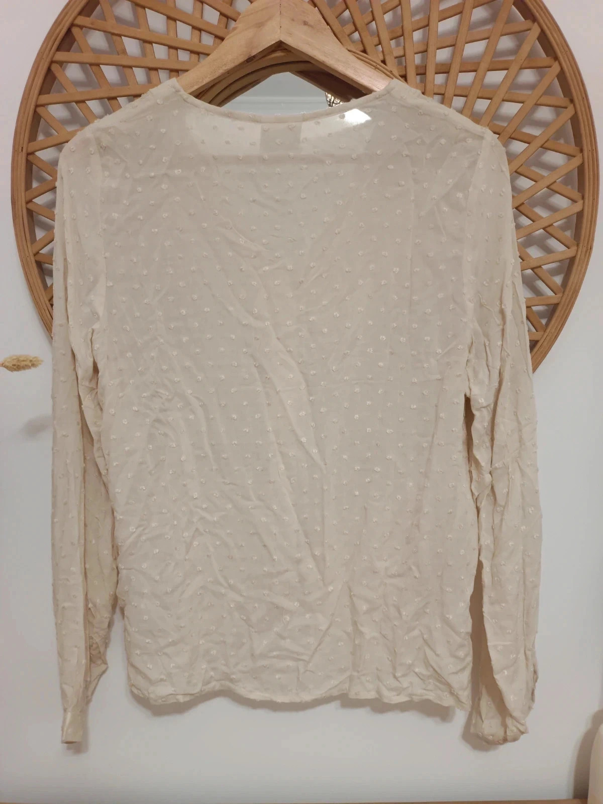 Blusa nueva beige de manga larga con efecto plumeti en relieve, XS-S – Vila – taille S / 36 / 8 4