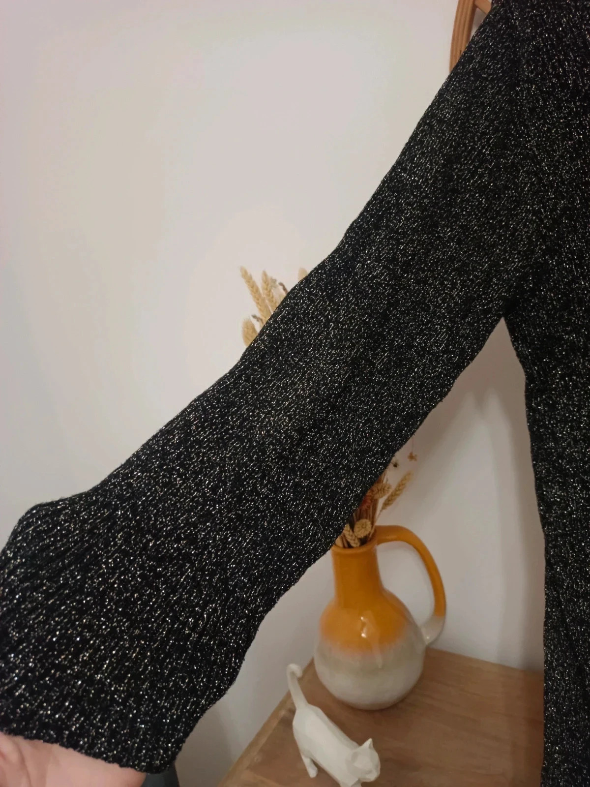 Zara black knit dress lurex vestido punto midi evening, S amplio, si no M-L – Zara – taille M / 38 / 10 5