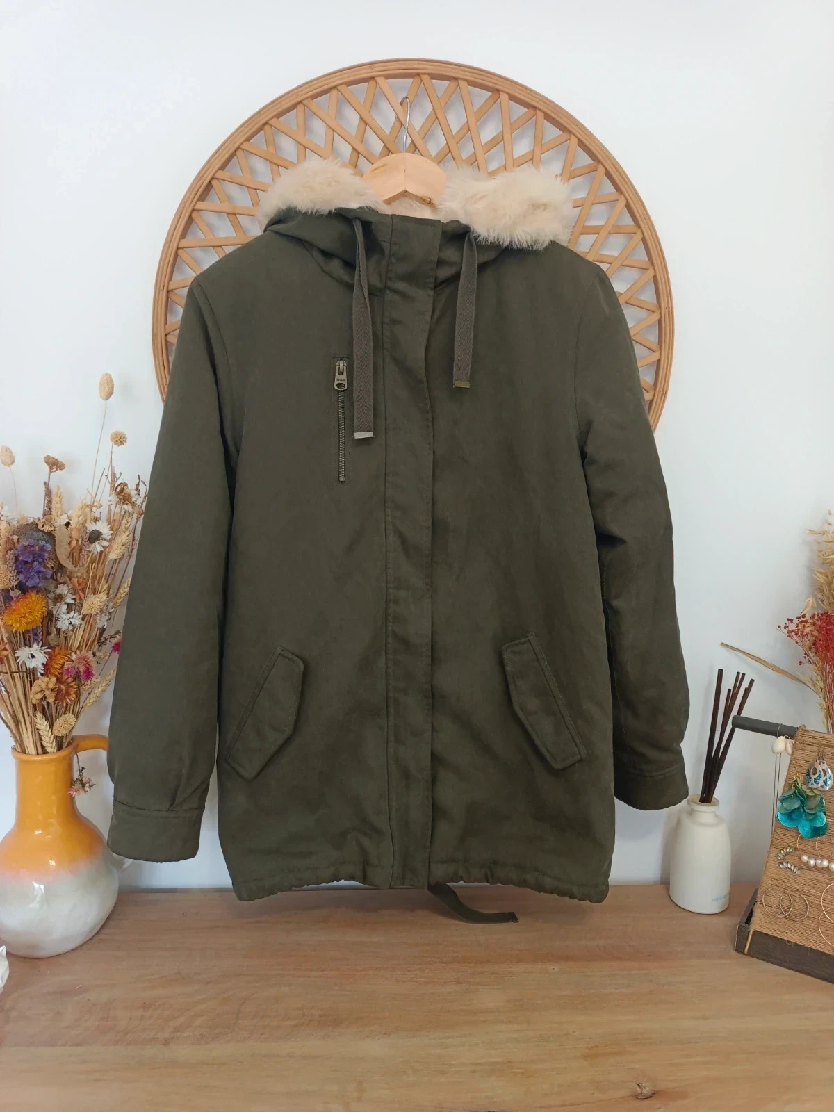 Parka verde Subdued faux fur hood jacket militar winter coat cozy – Subdued – taille S / 36 / 8 3