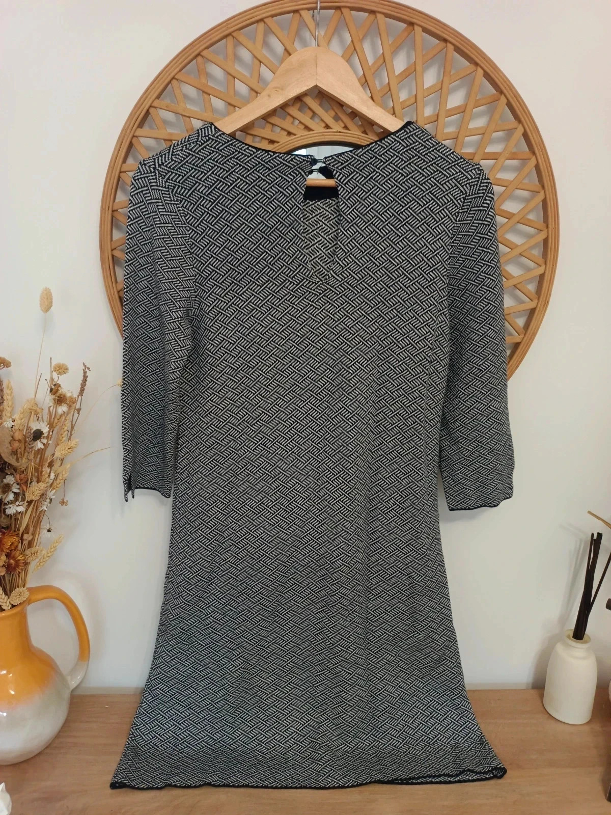 ZARA Knit Dress Black & White • Robe Géométrique • Vestido Punto Elegante – Zara Knit – taille M / 38 / 10 4