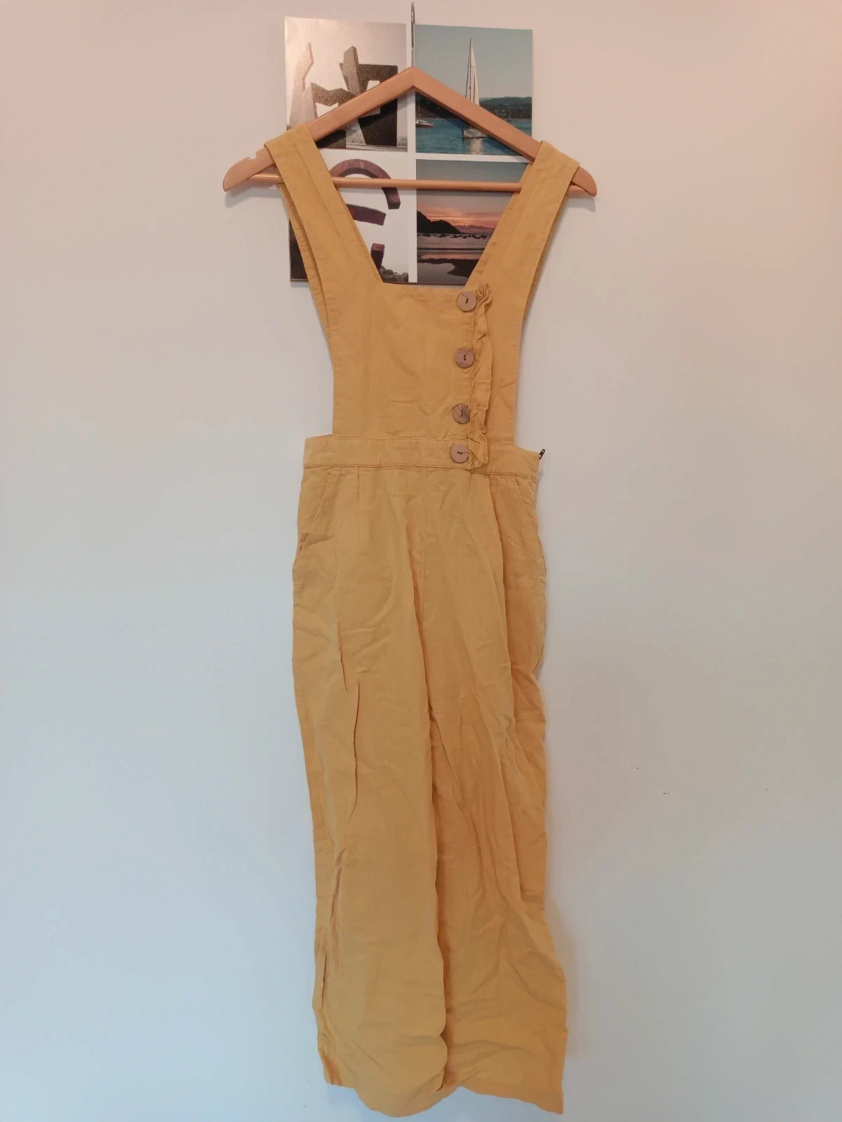 Zara Basic peto culotte XS S mostaza mustard salopette dungarees femme mujer yellow