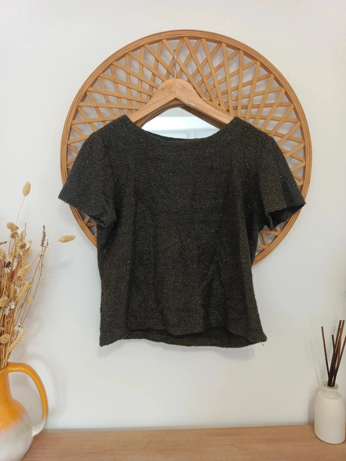 Top punto caqui con brillo lúrex look chic – xap woman – taille S / 36 / 8
