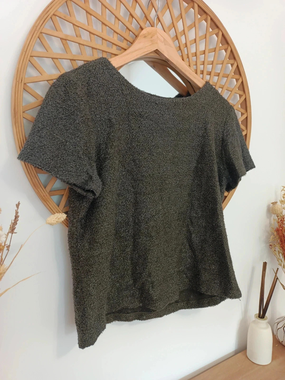 Top punto caqui con brillo lúrex look chic – xap woman – taille S / 36 / 8 3