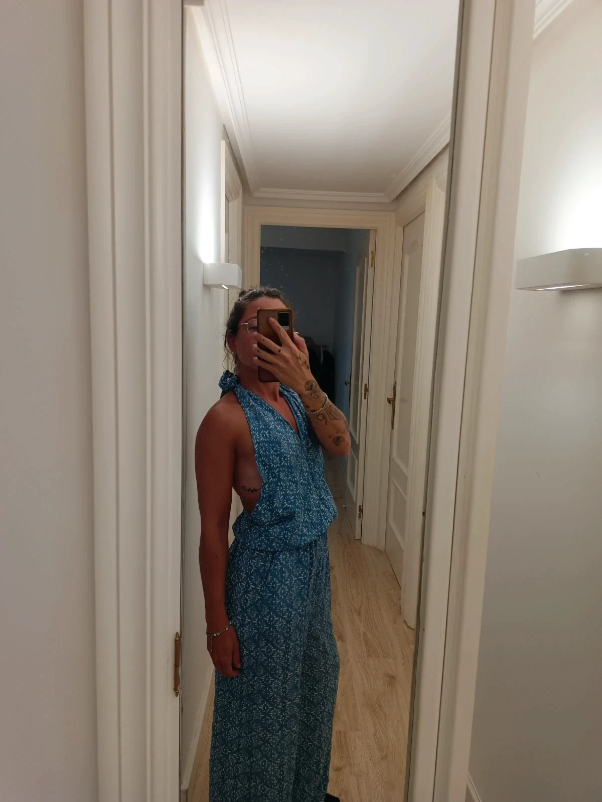 Mono largo boho Women'Secret azul estampado floral espalda descubierta halter palazzo S-M – Women'secret – taille S / 36 / 8 2