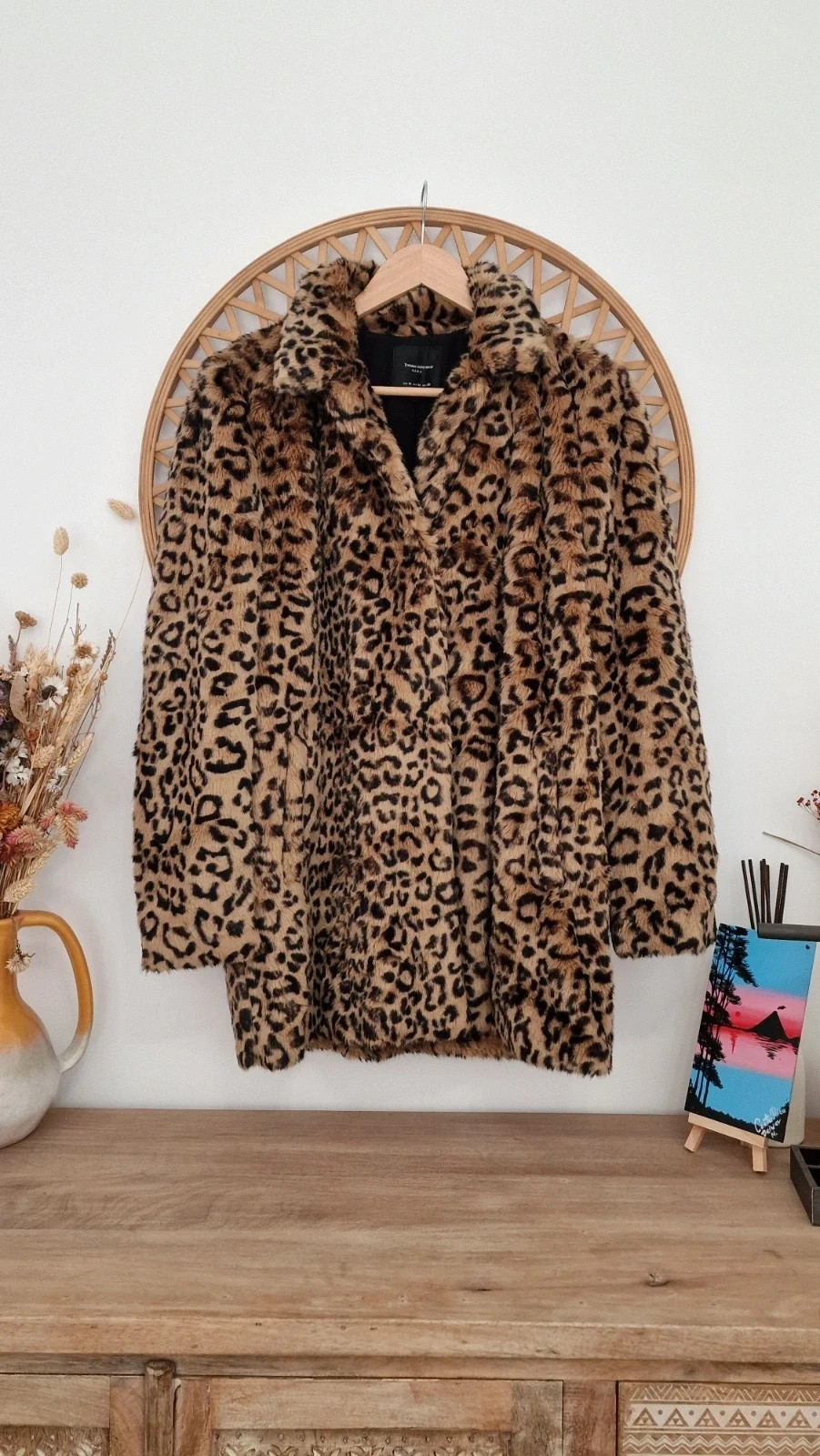 Abrigo Zara Trafaluc Leopard Faux Fur Animal Print Coat M · Léopard Leo Mantel – Zara – taille S