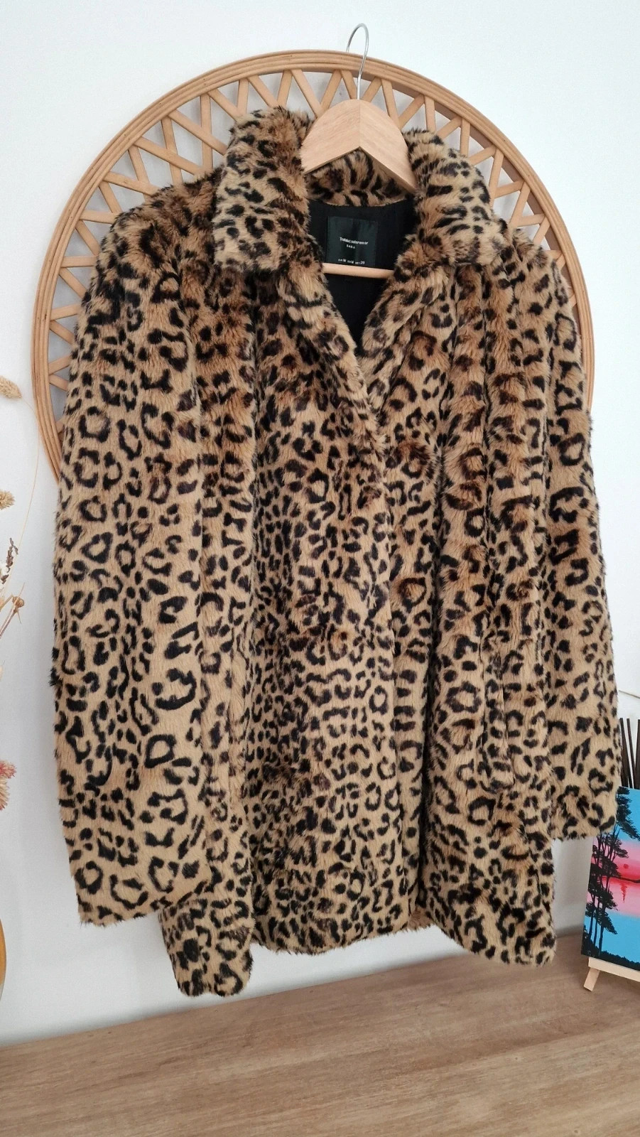 Abrigo Zara Trafaluc Leopard Faux Fur Animal Print Coat M · Léopard Leo Mantel – Zara – taille S 3