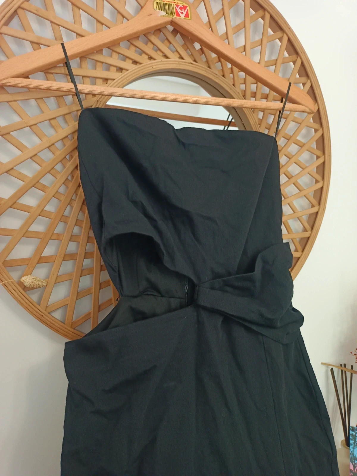 vestido negro palabra de honor zara midi black dress cocktail robe élégante party dress bow detail – Zara – taille S 2