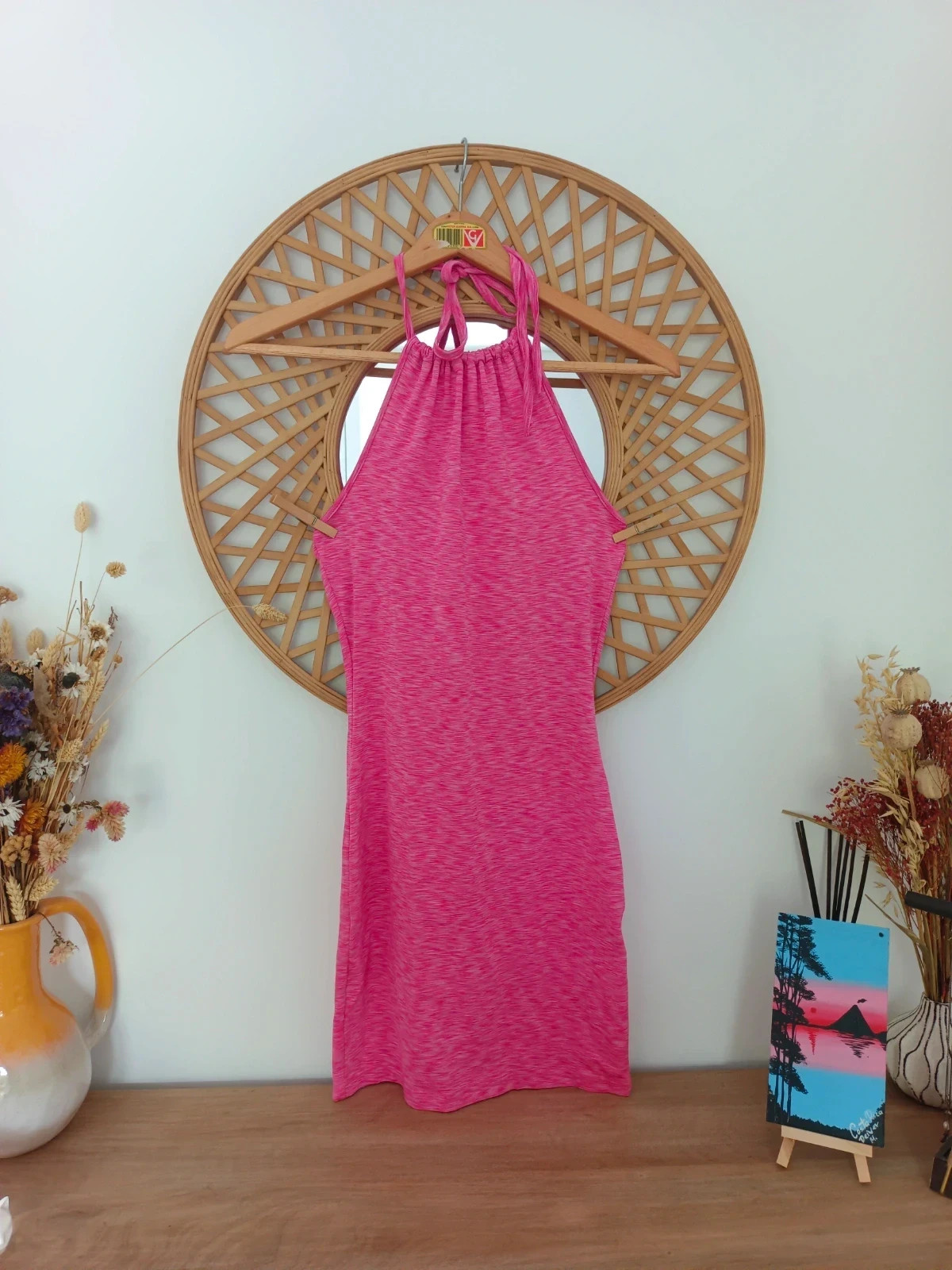 Vestido halter rosa fucsia Shein S vestido ajustado verano casual fiesta beachwear neon pink – Shein – taille S / 36 / 8