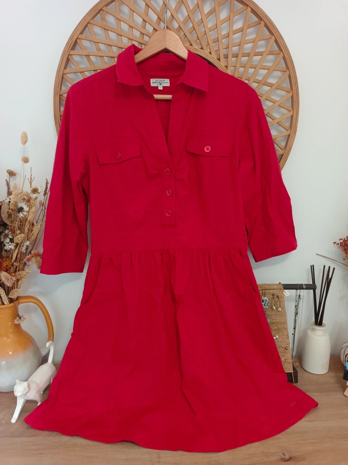 Vestido Tom Tailor rojo safari shirt dress robe chemise Kleid rot talla 40 – Tom Tailor – taille L / 40 / 12 2