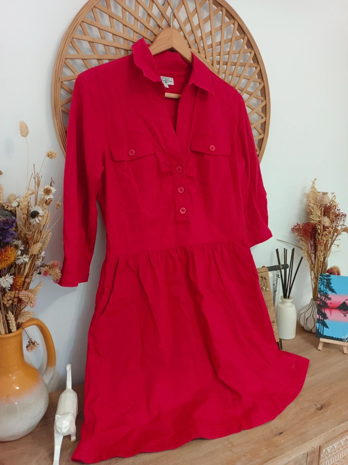 Vestido Tom Tailor rojo safari shirt dress robe chemise Kleid rot talla 40 – Tom Tailor – taille L / 40 / 12 3