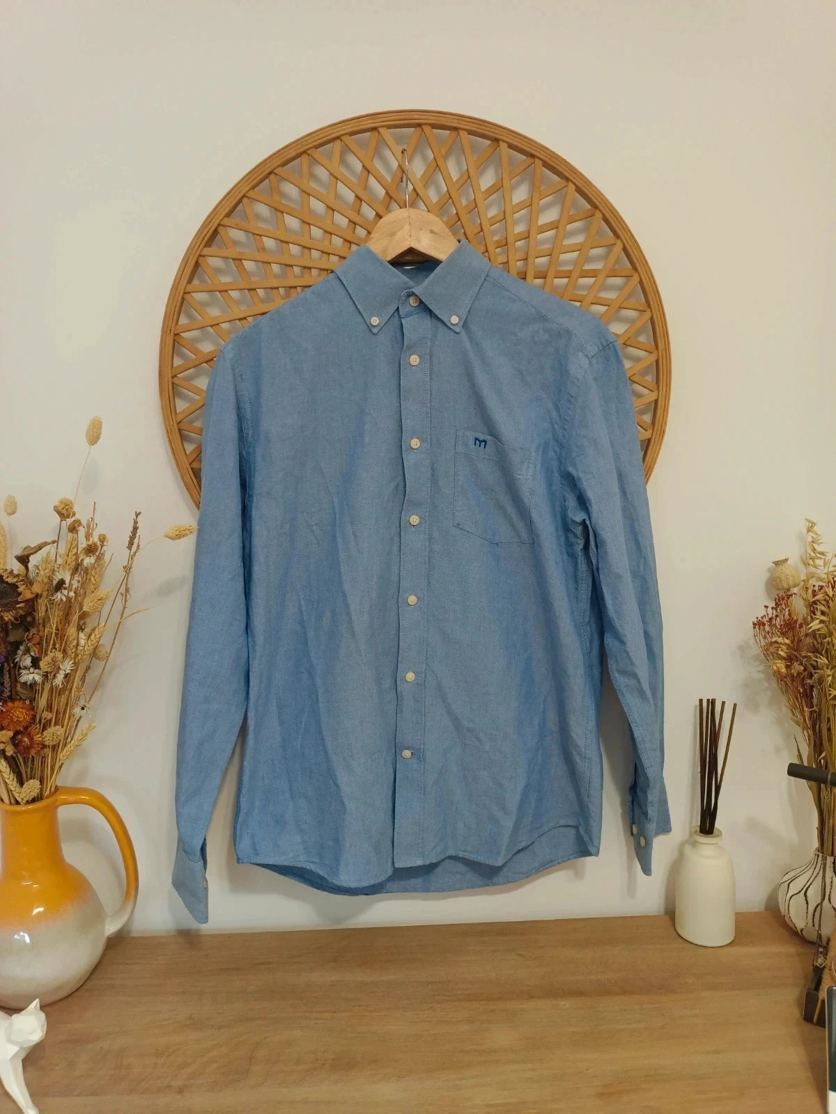 Camisa azul Milano hombre algodón S Tailored Fit