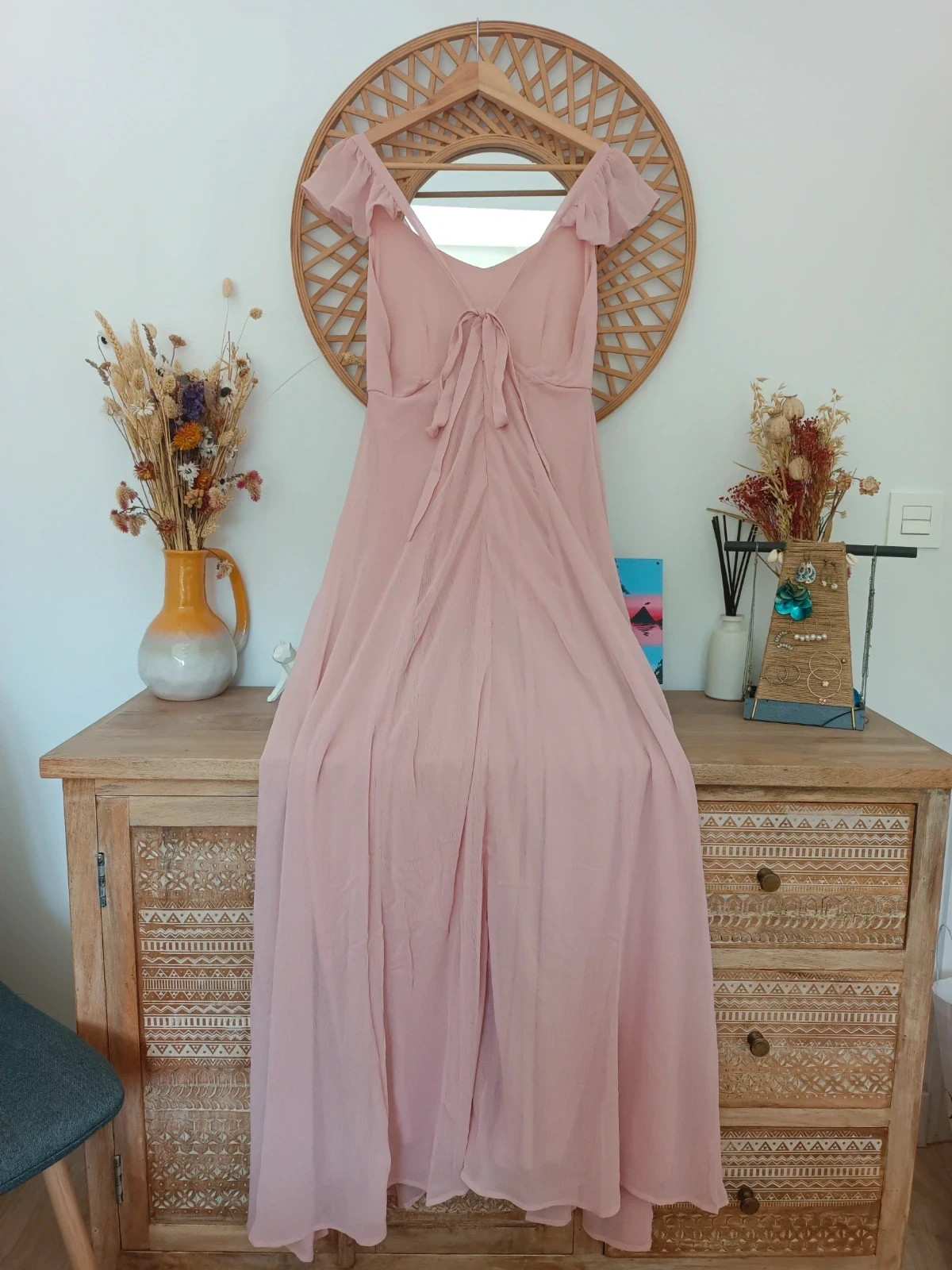 Vestido largo Pale Mauve Maxi Dress Rosa Palo Open Back Robe Longue Romantic Fiesta Boda Invitada – Vila – taille M / 38 / 10 5
