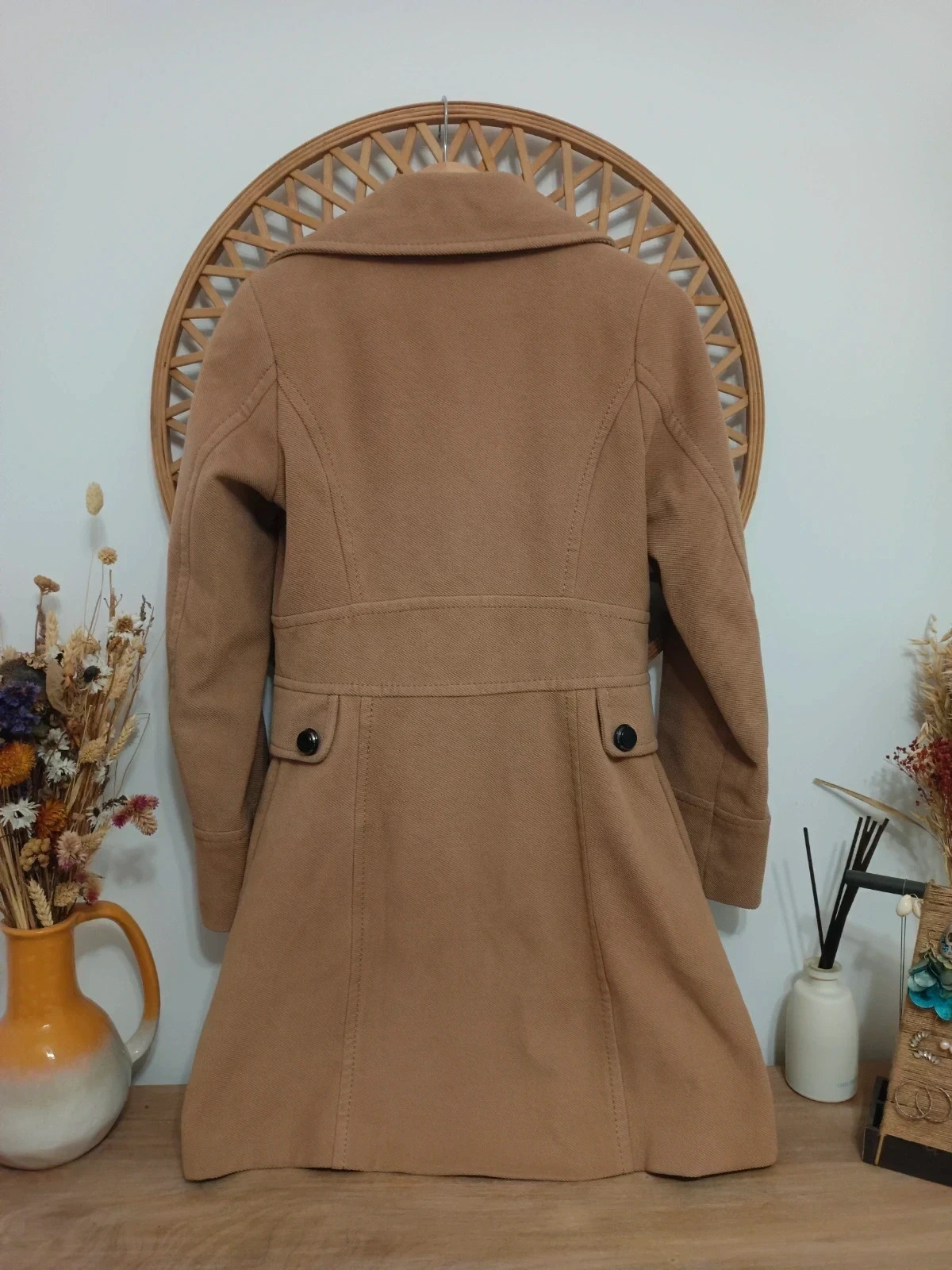 Camel Elegance Coat Manteau Chic Beige Abrigo Clásico – attentif – taille M / 38 / 10 4