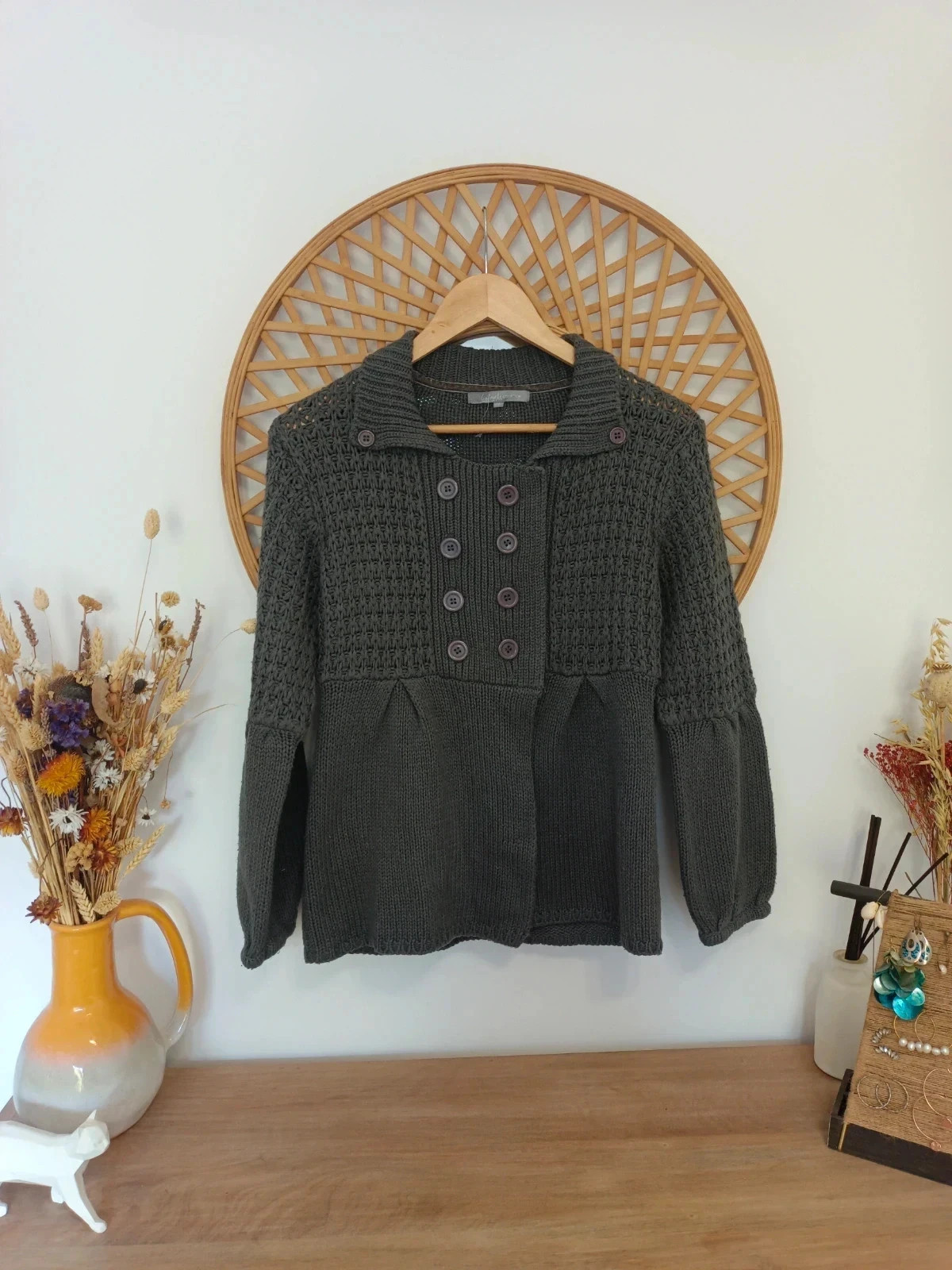 Chaqueta Punto Gris – Knit Cardigan Chic Vintage Style