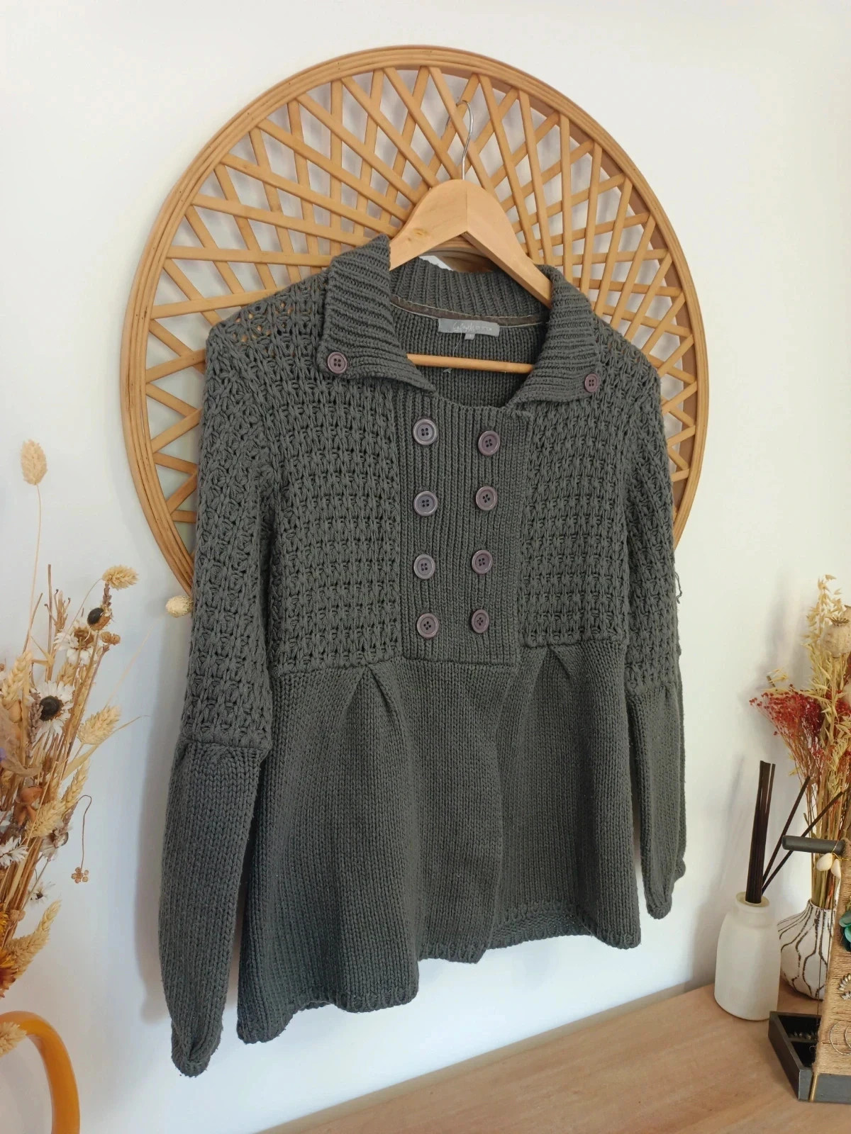 Chaqueta Punto Gris – Knit Cardigan Chic Vintage Style – Lafayette – taille S / 36 / 8 3
