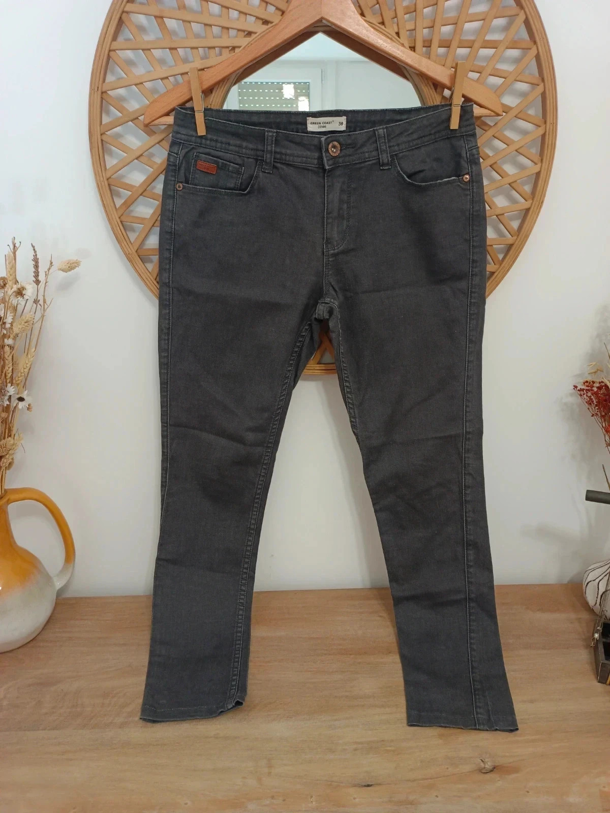 Pantalón pitillo gris oscuro con corte recto y estilo clasico, Green Coast, talla 38 – Green Coast – taille M / 38 / 10 2