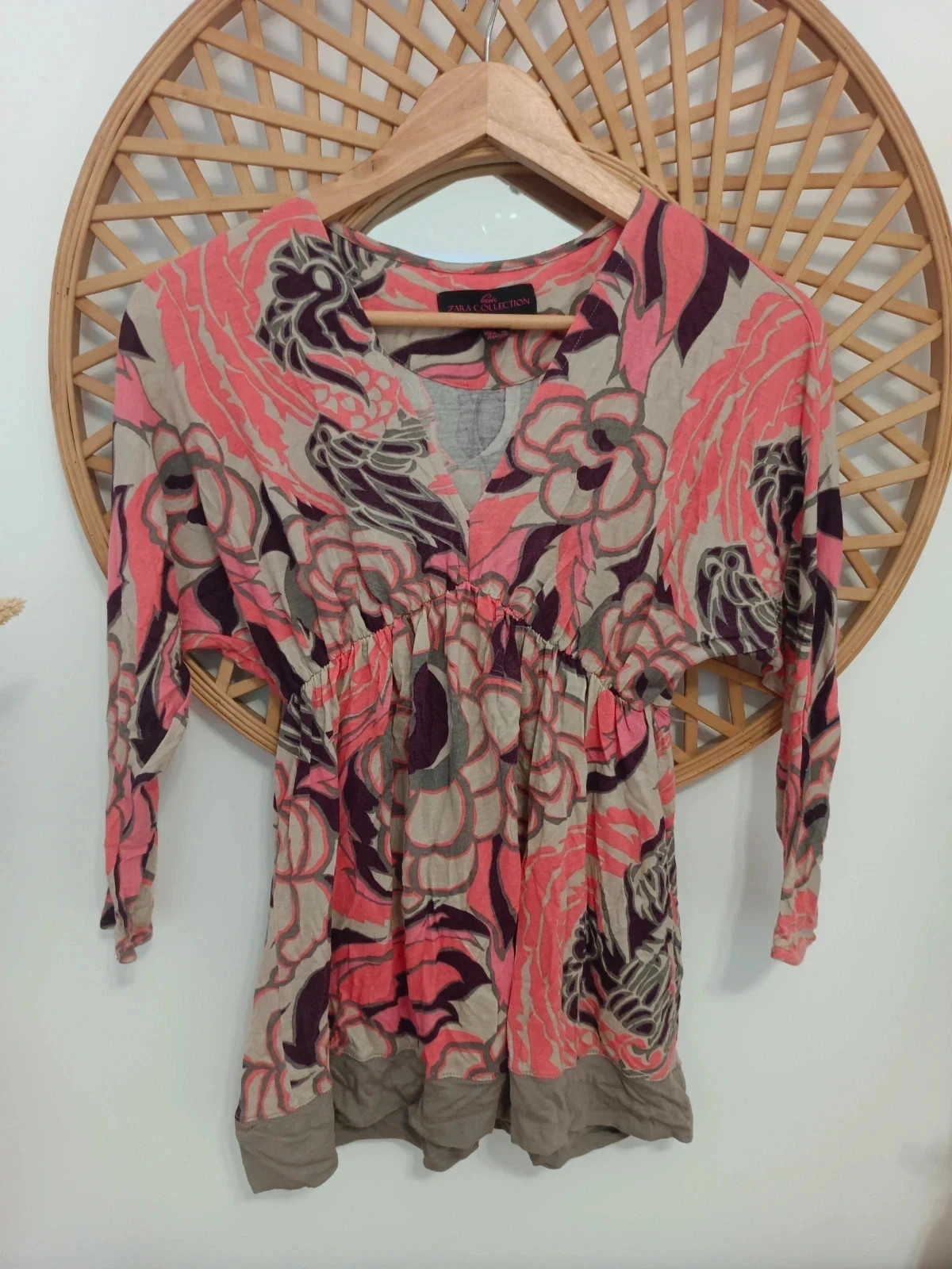 Camiseta con diseño bohemio floral, Zara, talla S, 100% viscosa – Zara Basic – taille S / 36 / 8 2