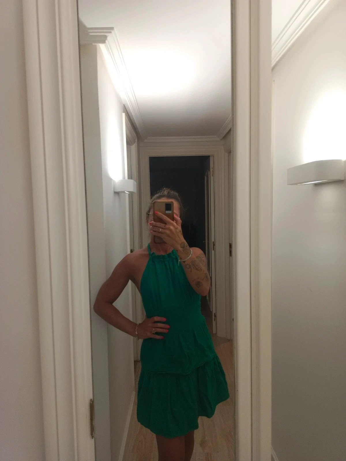 Vestido verde halter Shein broderie dress summer boho lace espalda abierta – Shein – taille S / 36 / 8 2