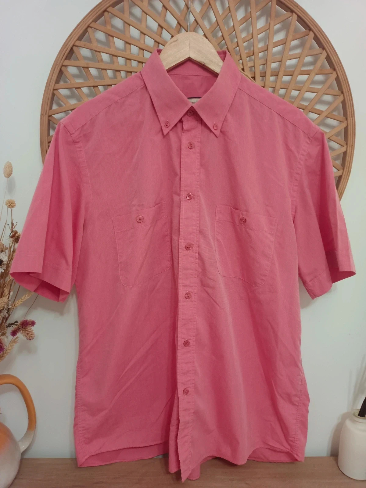 Emidio Tucci Sport vintage camisa rosa / button down shirt / classic gentleman style / algodón blend – Emidio Tucci – taille L 2