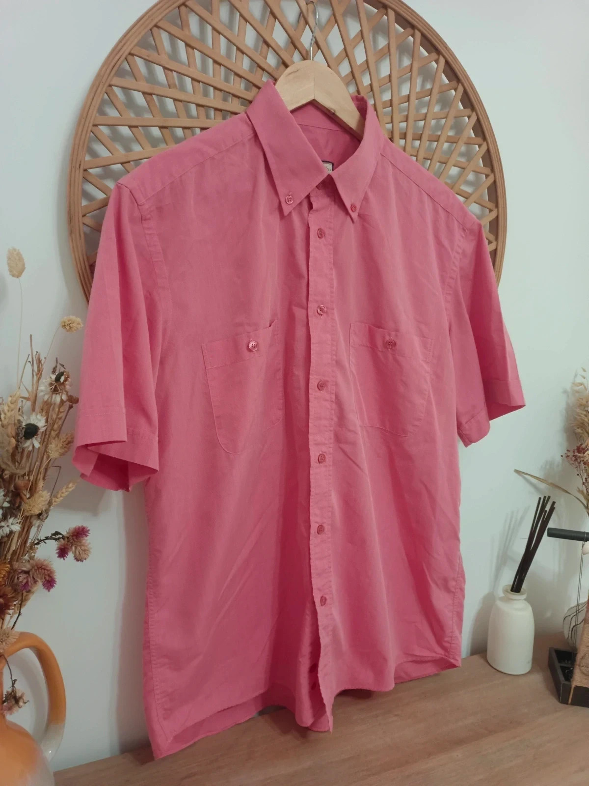 Emidio Tucci Sport vintage camisa rosa / button down shirt / classic gentleman style / algodón blend – Emidio Tucci – taille L 3