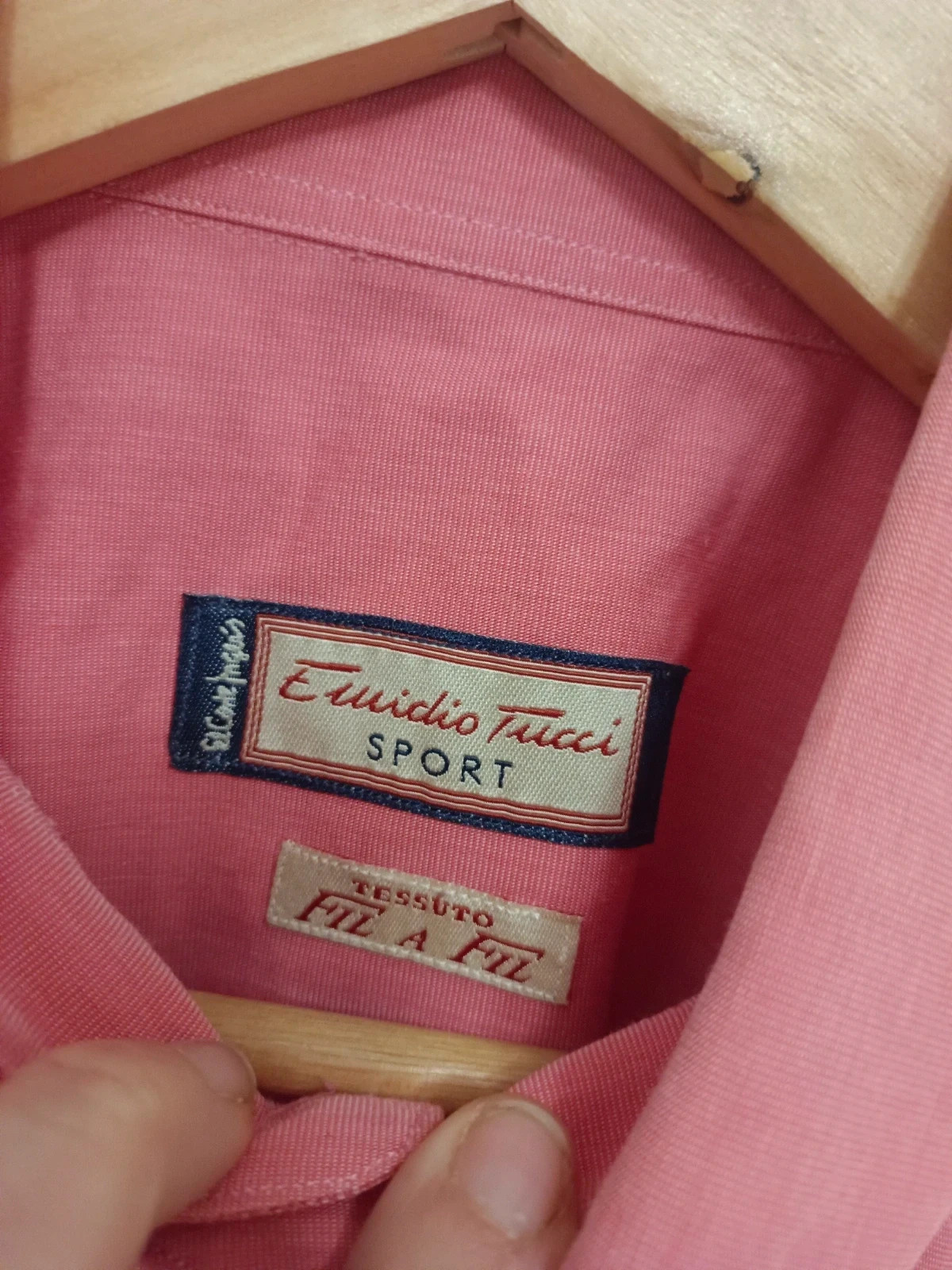 Emidio Tucci Sport vintage camisa rosa / button down shirt / classic gentleman style / algodón blend – Emidio Tucci – taille L 5