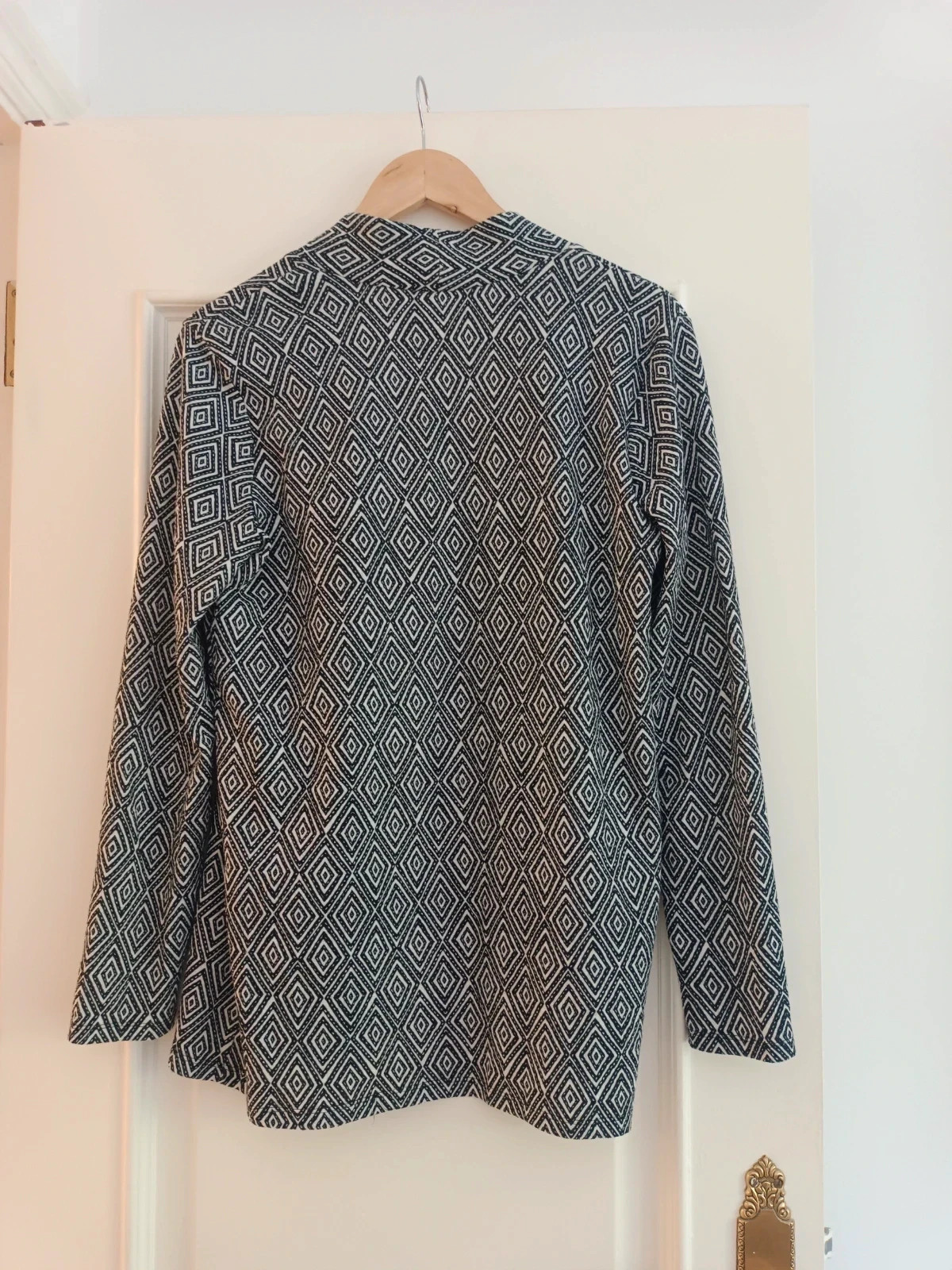 Blazer H&M estampado geométrico blanco negro S chaqueta ligera boho – H&M – taille S / 36 / 8 2