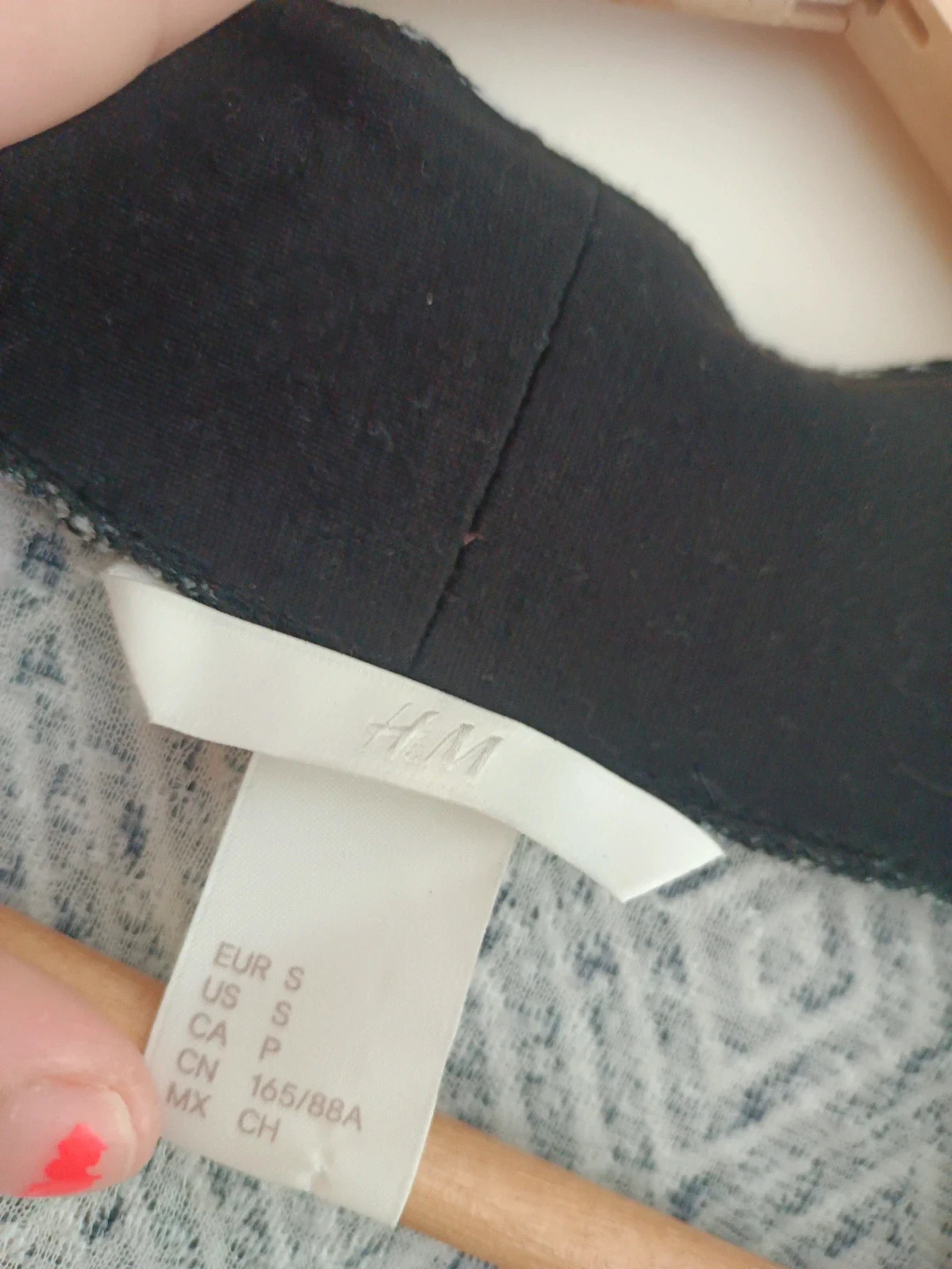 Blazer H&M estampado geométrico blanco negro S chaqueta ligera boho – H&M – taille S / 36 / 8 4