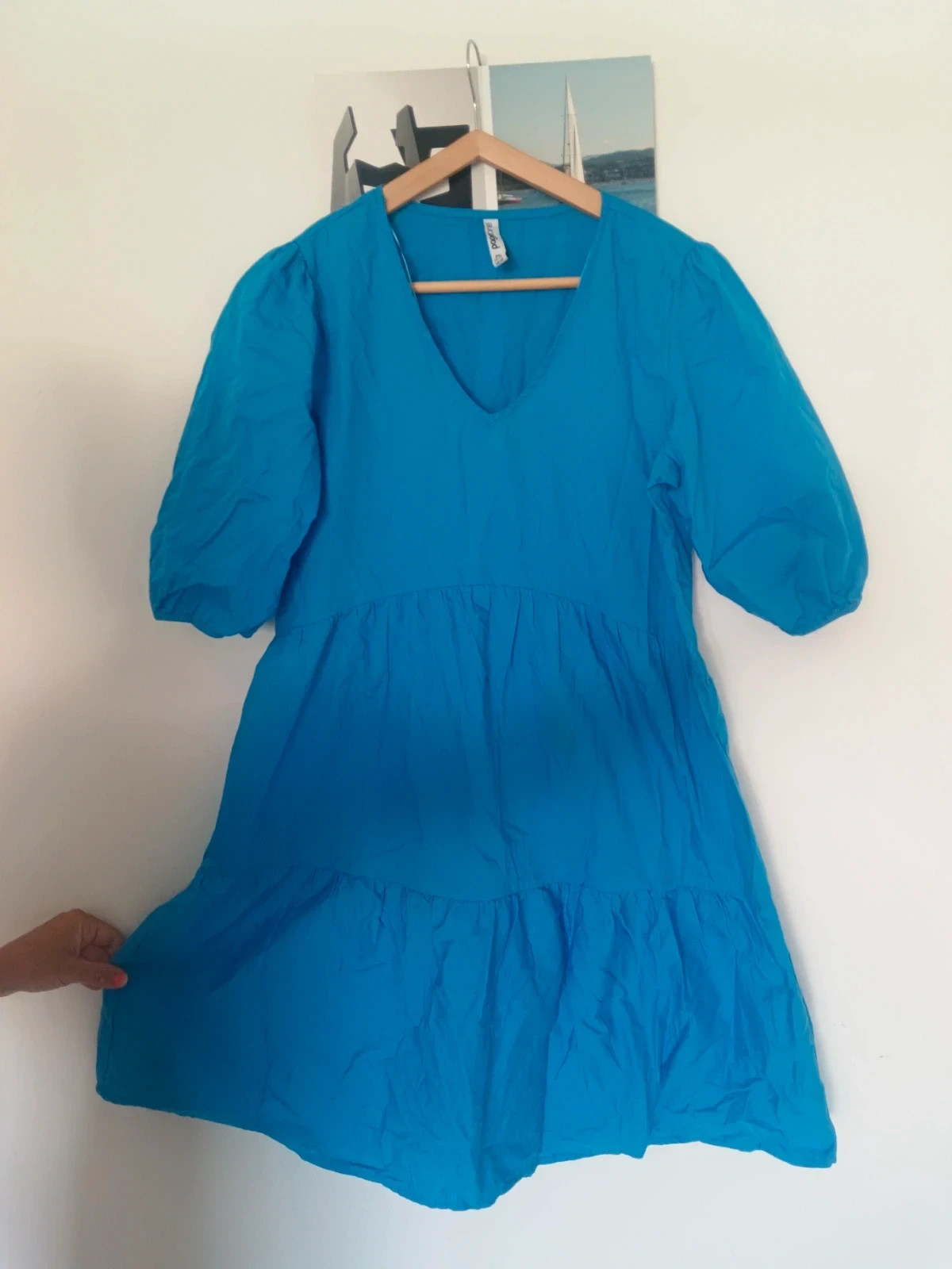Page One vestido azul 100% algodón manga abullonada T36 | Cotton Dress | Robe bleue – Page One – taille S / 36 / 8 2