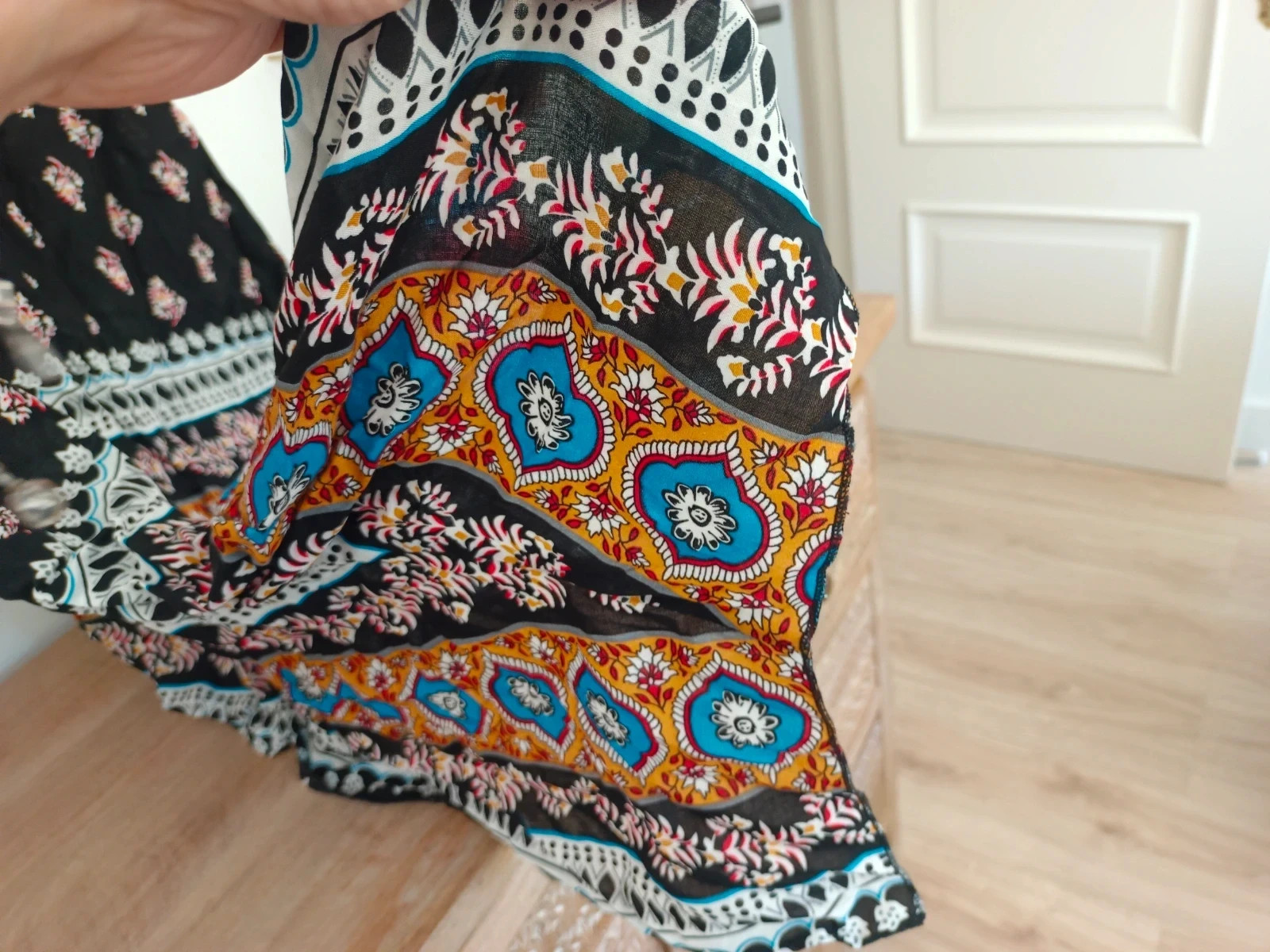 Vestido boho negro estampado étnico asimétrico rayon talla S verano festival – Local – taille S / 36 / 8 5