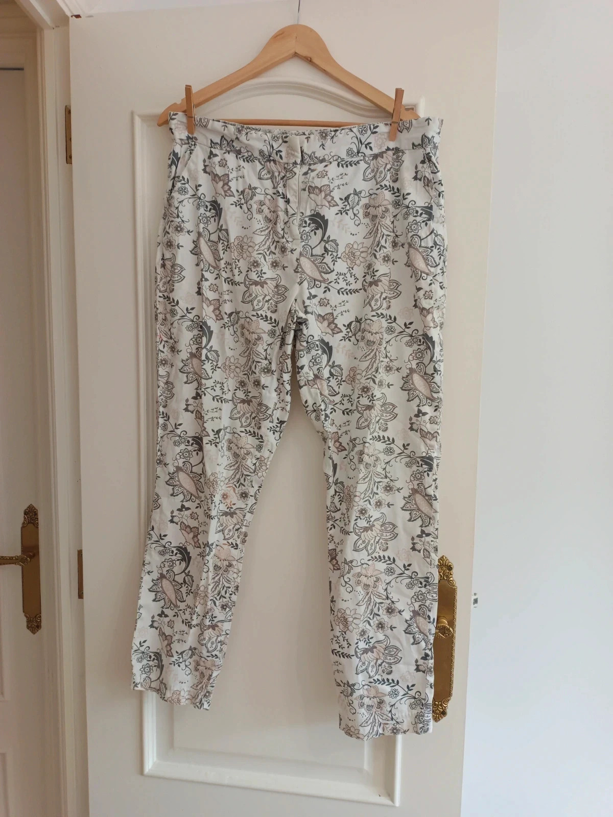 Pantalón estampado floral Tex blanco recto tiro medio verano elegante 44 – TEX – taille XXL / 44 / 16