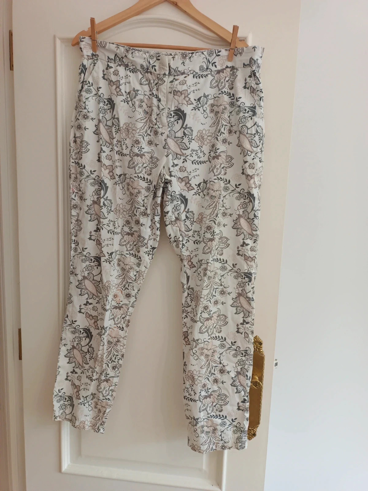 Pantalón estampado floral Tex blanco recto tiro medio verano elegante 44 – TEX – taille XXL / 44 / 16 2