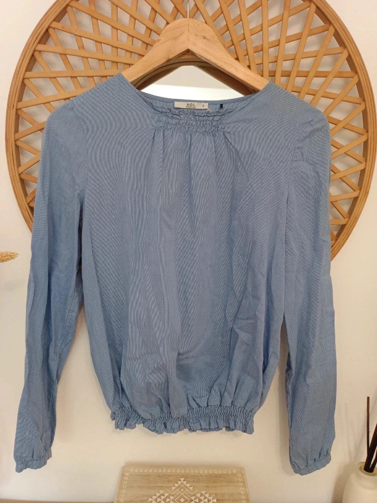 Blusa azul rayas finas EDC by Esprit manga larga elástica talla S – Esprit – taille S / 36 / 8 2