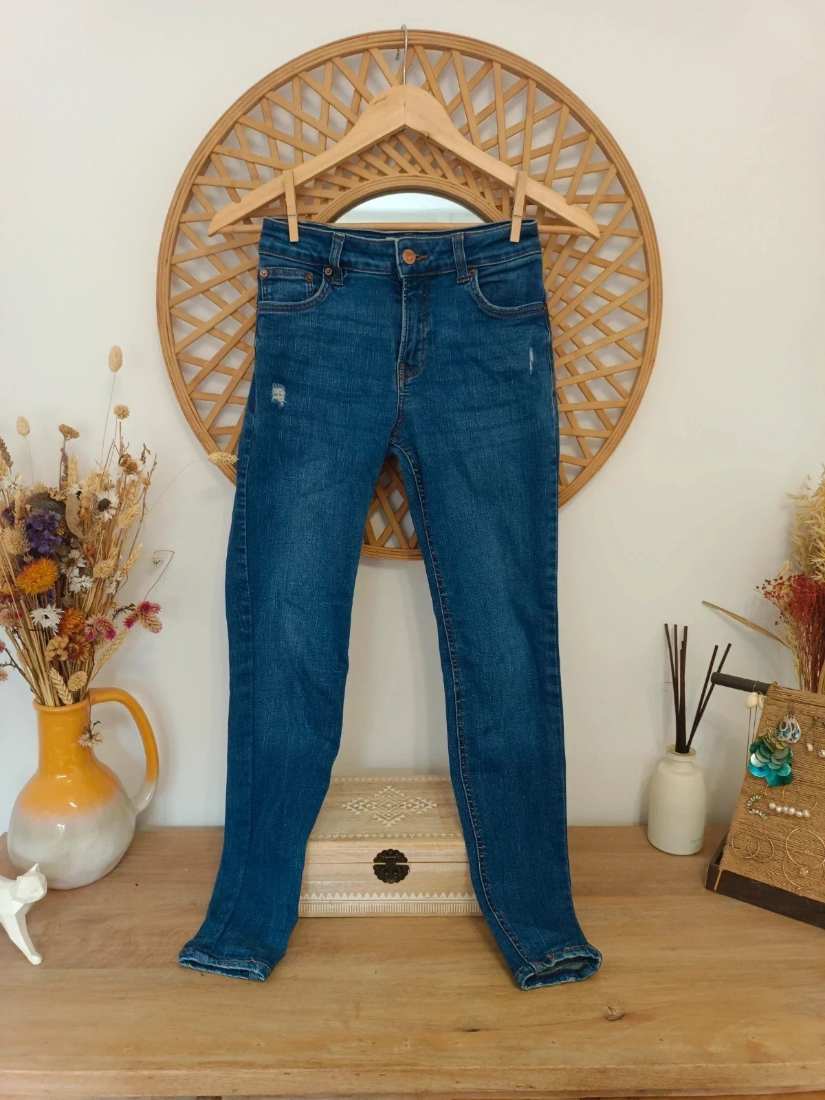 Bershka skinny jeans denim azul – vaquero pitillo stretch femme – blue jeans – Bershka – taille XS / 34 / 6