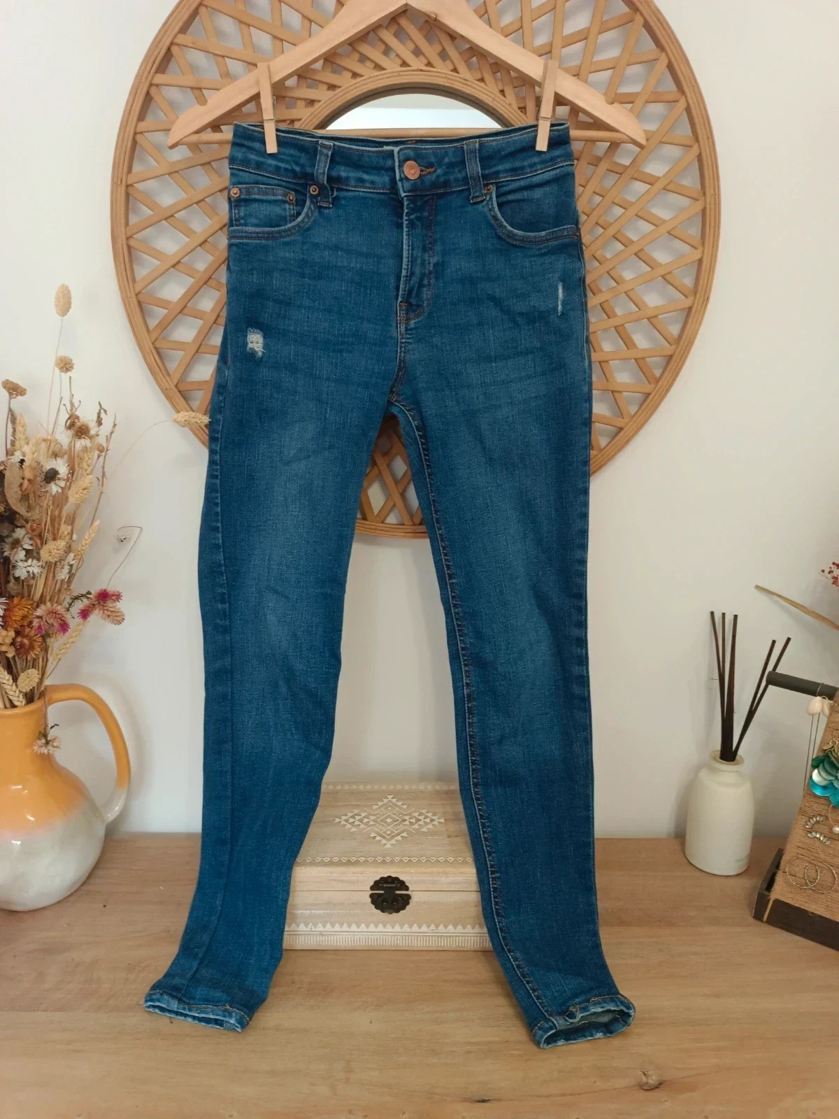 Bershka skinny jeans denim azul – vaquero pitillo stretch femme – blue jeans – Bershka – taille XS / 34 / 6 2