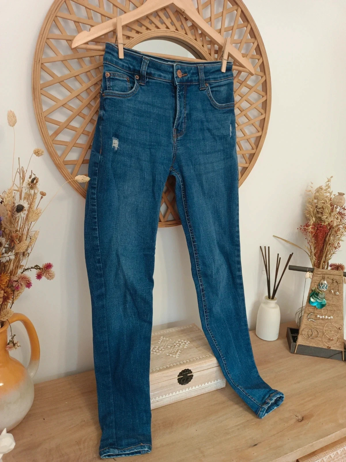 Bershka skinny jeans denim azul – vaquero pitillo stretch femme – blue jeans – Bershka – taille XS / 34 / 6 3