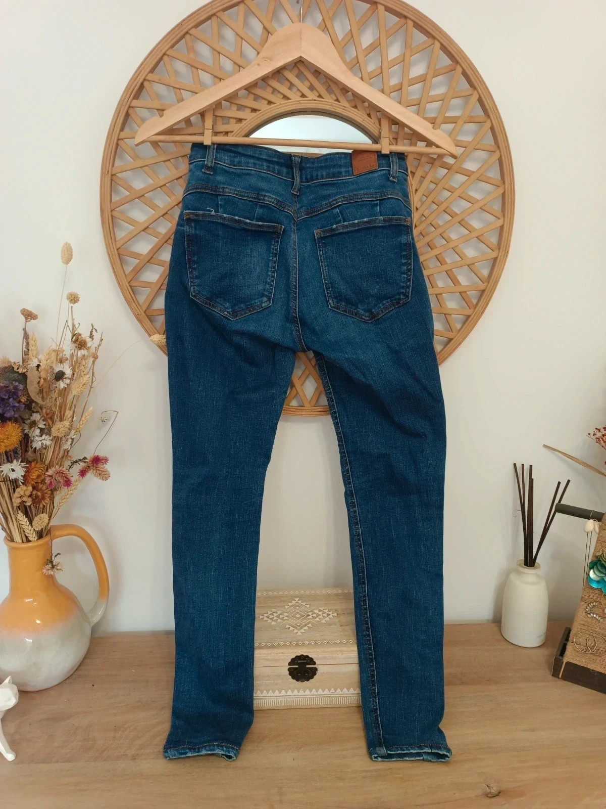 Bershka skinny jeans denim azul – vaquero pitillo stretch femme – blue jeans – Bershka – taille XS / 34 / 6 4