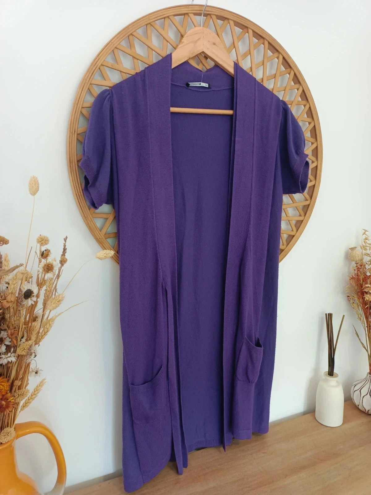 Cárdigan morado Comma mujer talla 38 punto largo con bolsillos y cinturón – Comma – taille M / 38 / 10 4