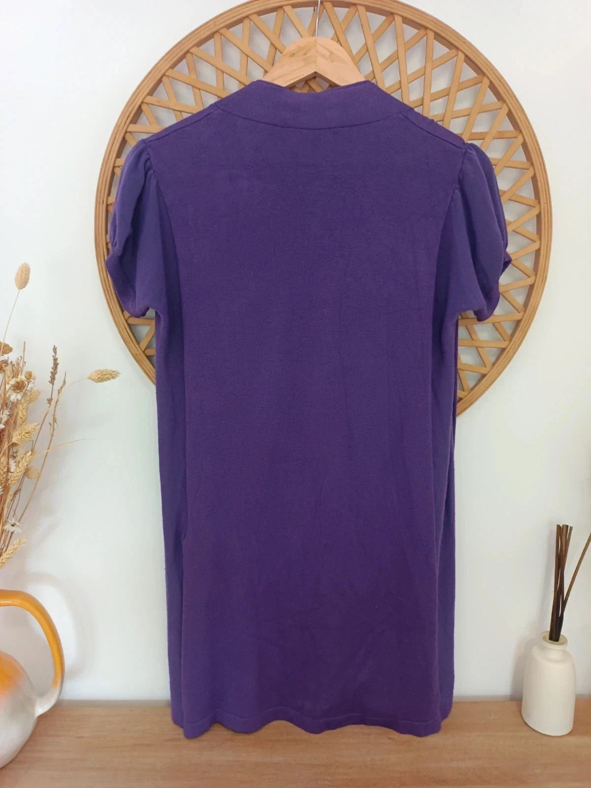 Cárdigan morado Comma mujer talla 38 punto largo con bolsillos y cinturón – Comma – taille M / 38 / 10 5