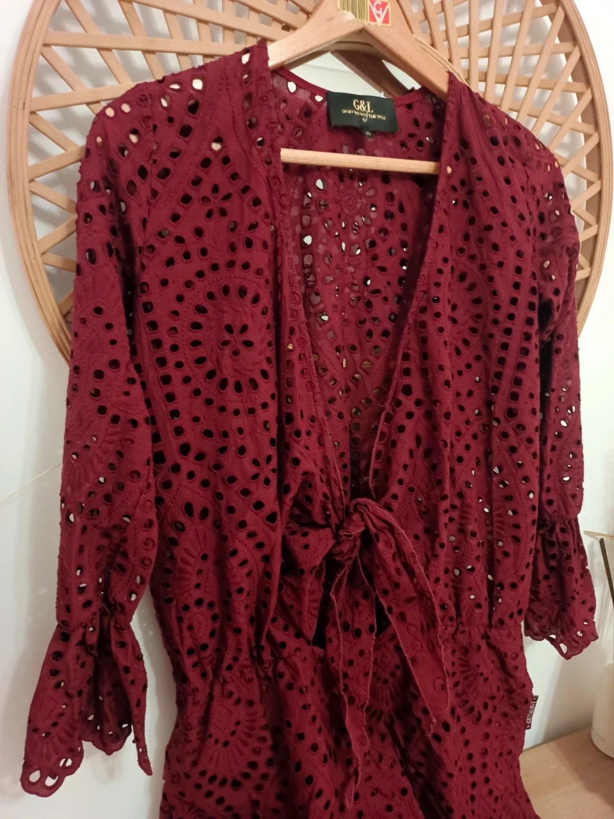 Mono corto Guts & Love granate broderie anglaise burgundy playsuit boho romántico pone XS(+grande) – Guts & Love – taille M / 38 / 10 3