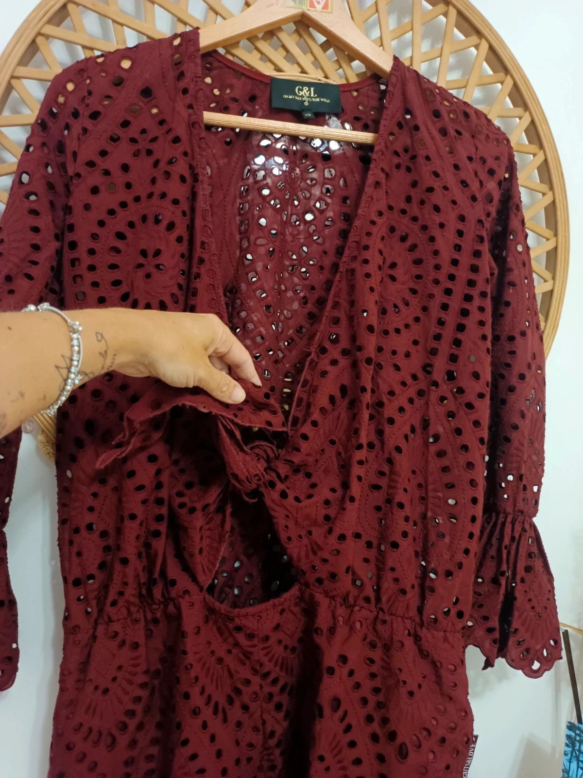 Mono corto Guts & Love granate broderie anglaise burgundy playsuit boho romántico pone XS(+grande) – Guts & Love – taille M / 38 / 10 4